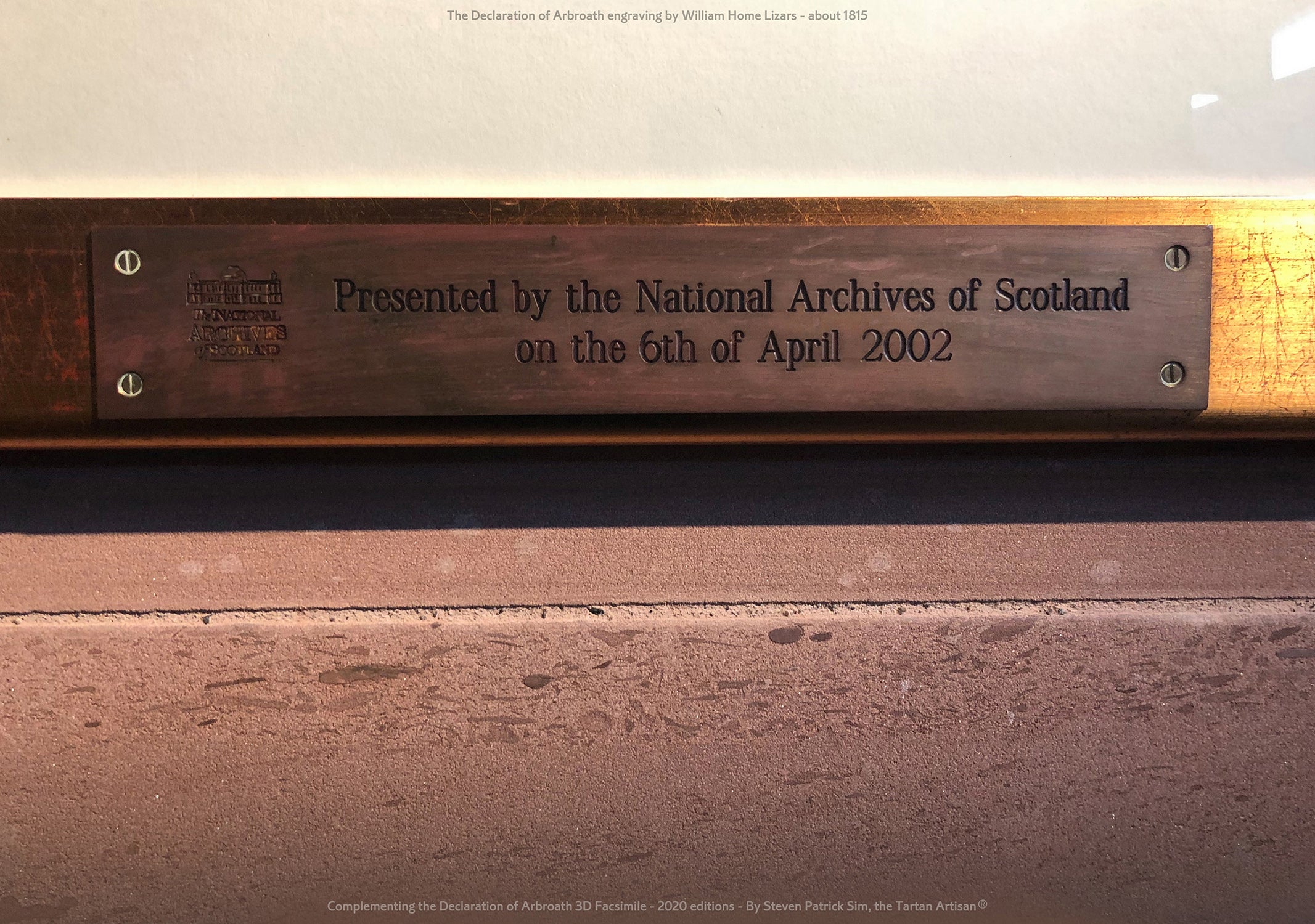National Archives of Scotland plaque for the William Home Lizars engraving of the Declaration of Arbroath.