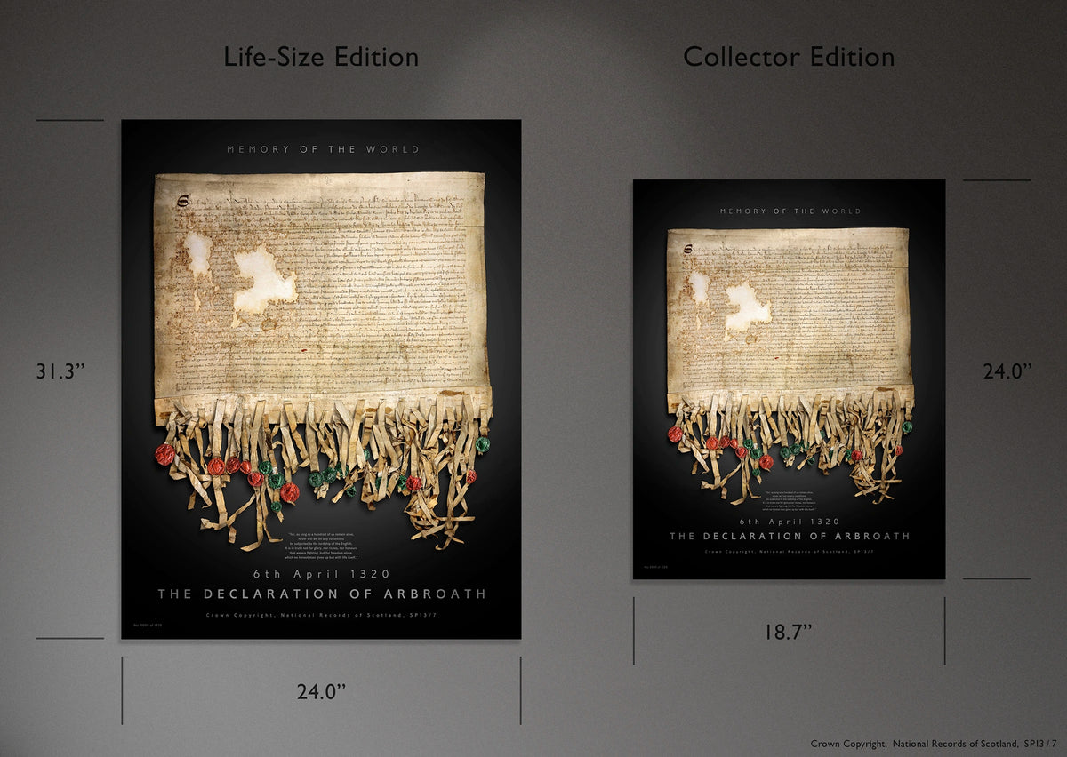 Side-by-side Black Onyx size comparison showing the Life-Size Edition at 24 × 31.3 inches and the Collector Edition at 18.7 × 24 inches.