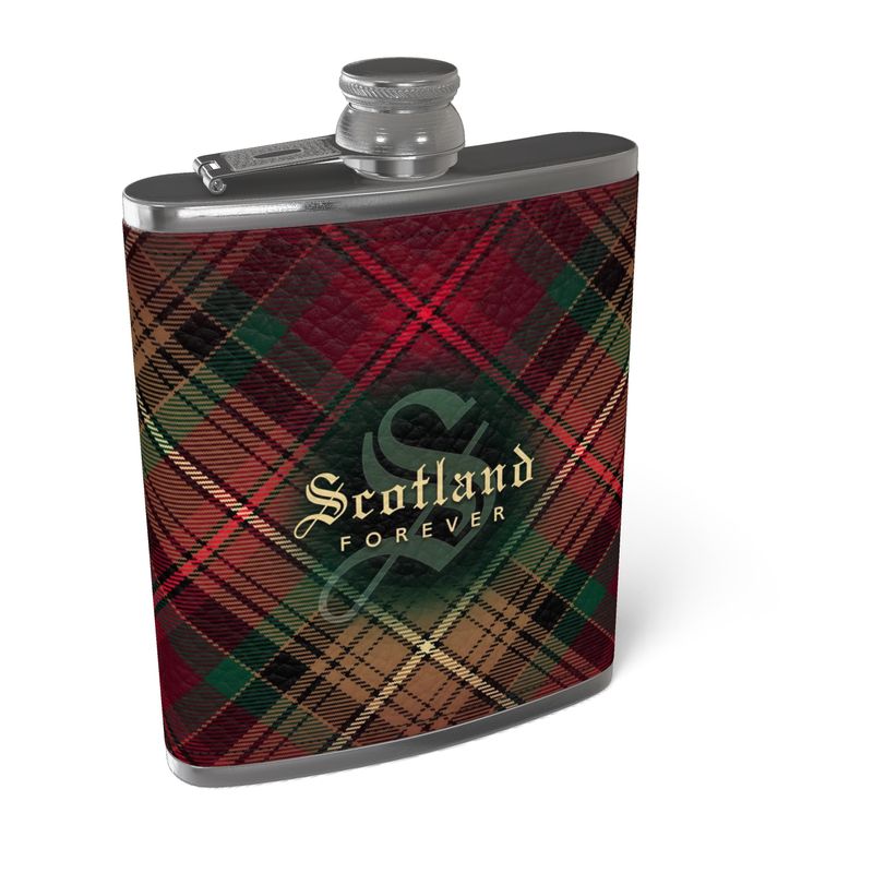 Scotland Forever - 7th Centennial - Leather Wrapped 6oz Stainless Stee