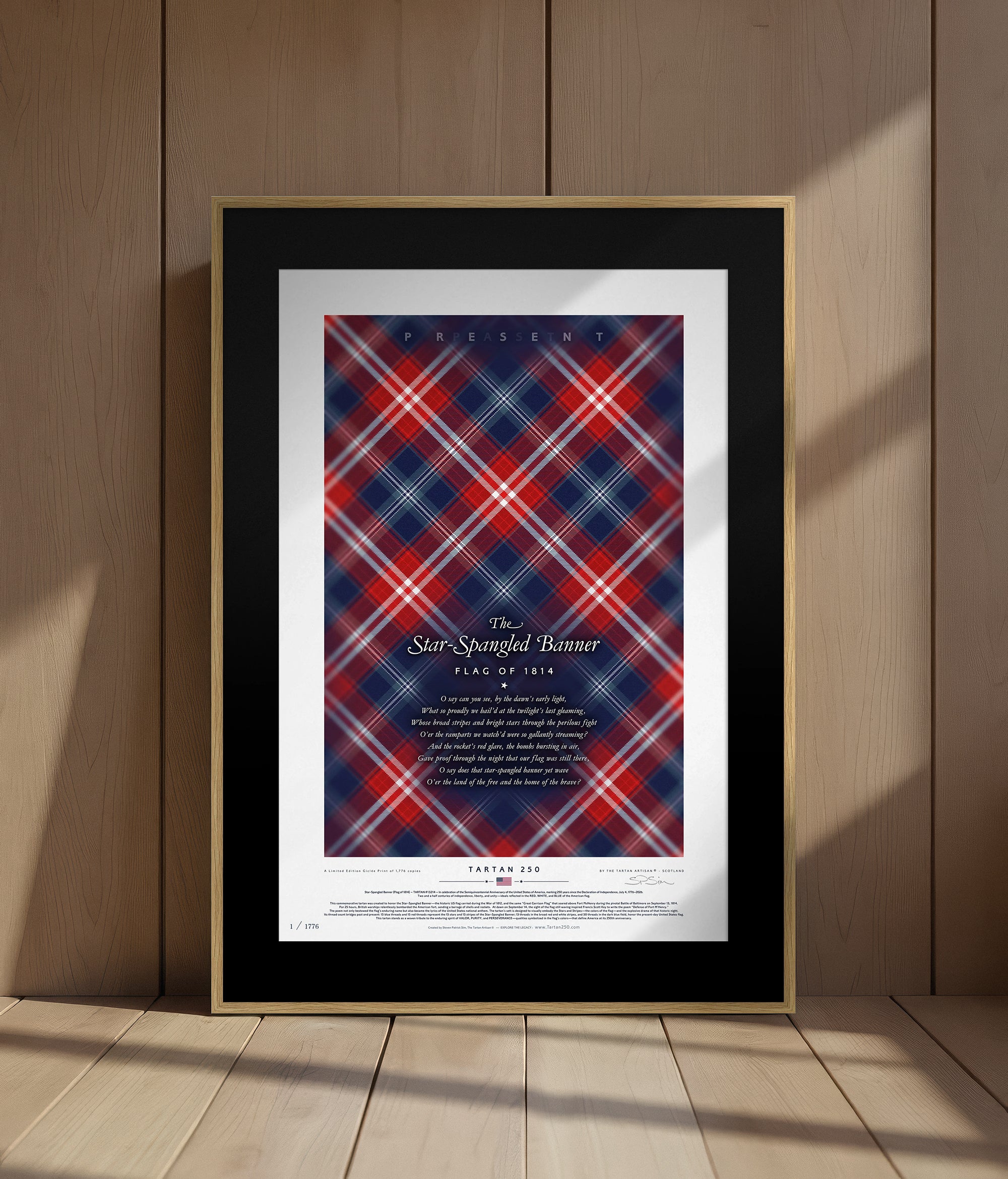 Star-Spangled Banner Tartan Oak Framed Limited Edition Print.
