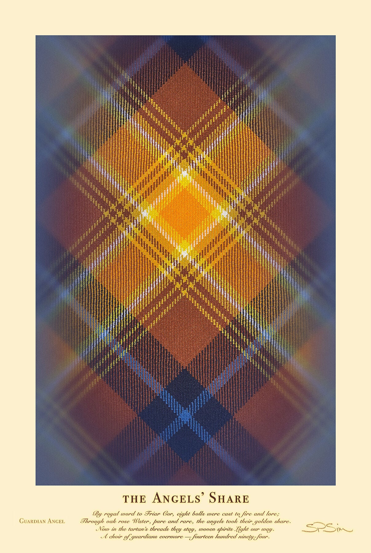 Collectible A2 fine-art giclée print of the Angels' Share Tartan. By Steven Patrick Sim.