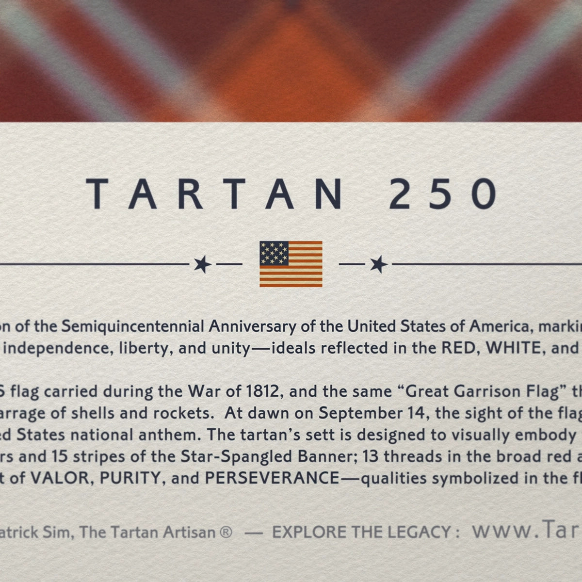 Artist Steven Patrick Sim's Star-Spangled Banner Tartan250 PAST edition flag detail