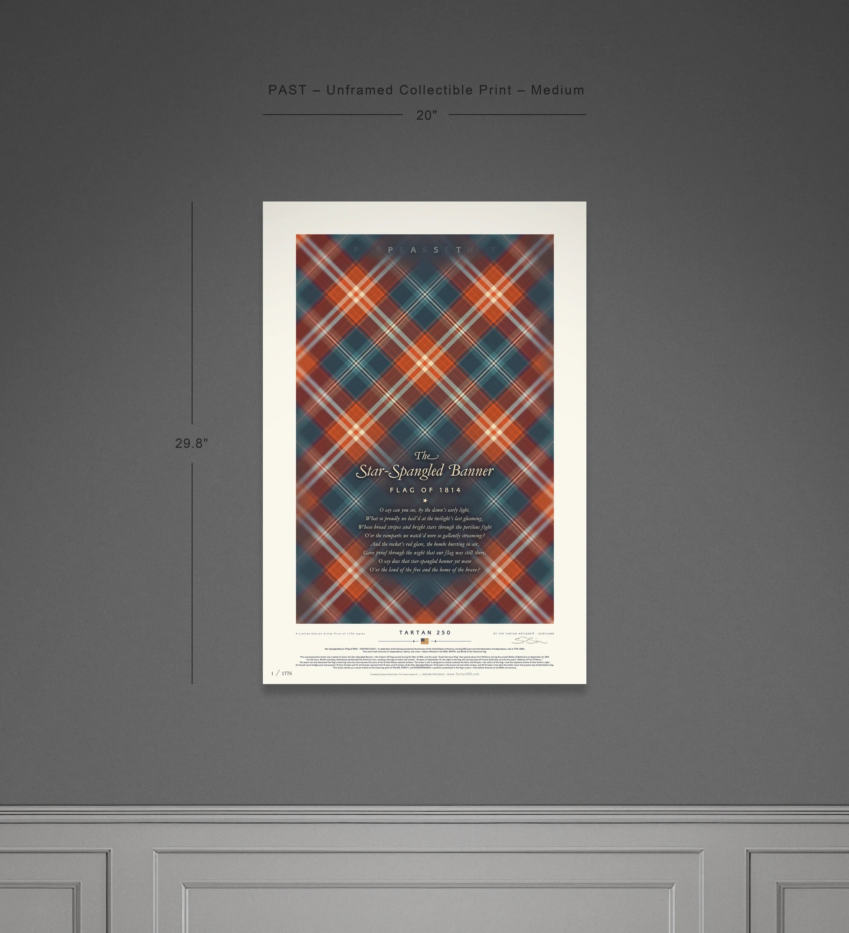 Close-up detail of Star-Spangled Banner Tartan250 PAST medium unframed print