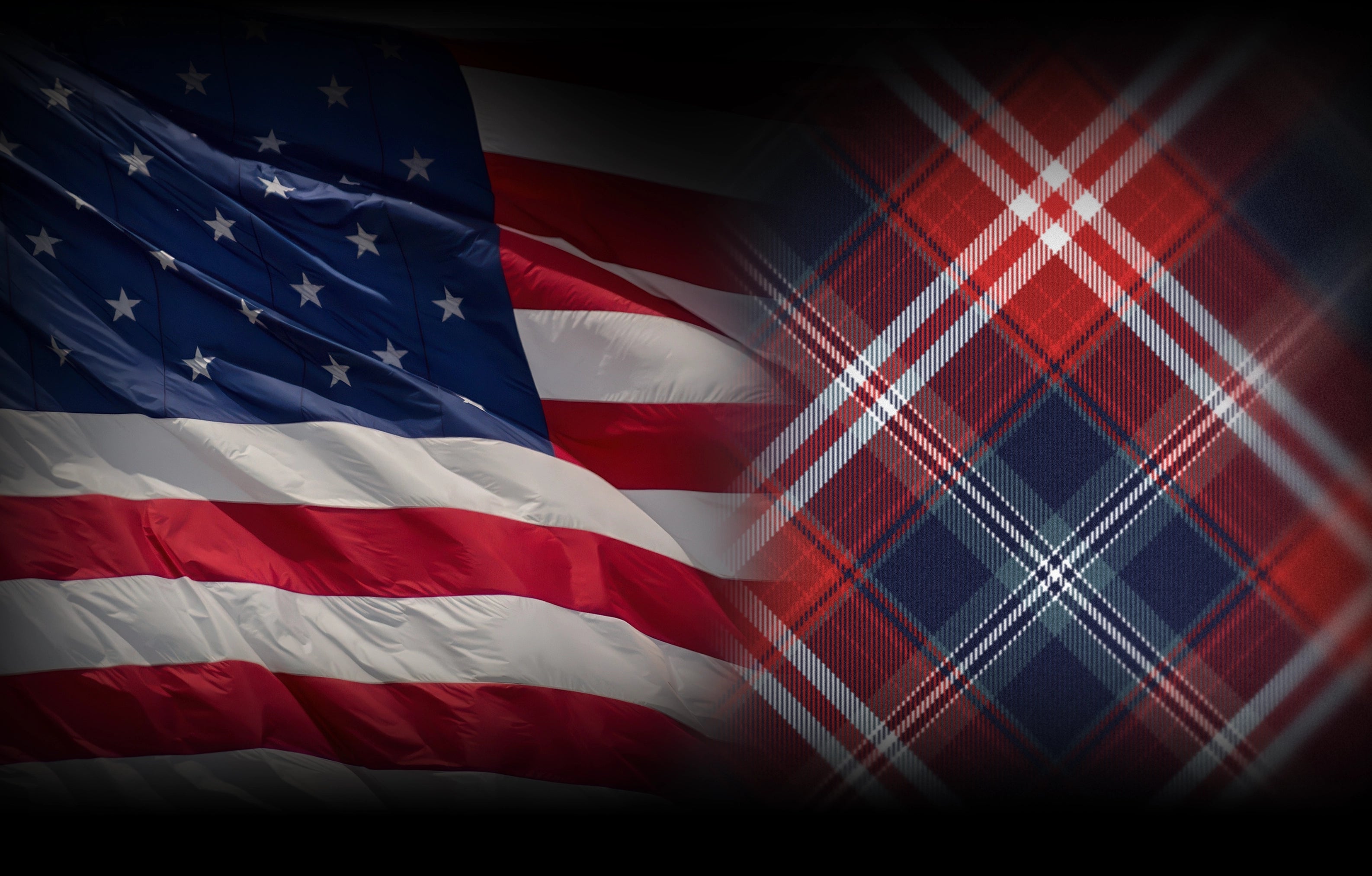 American flag beside The Star-Spangled Banner tartan representing unity of two symbols.
