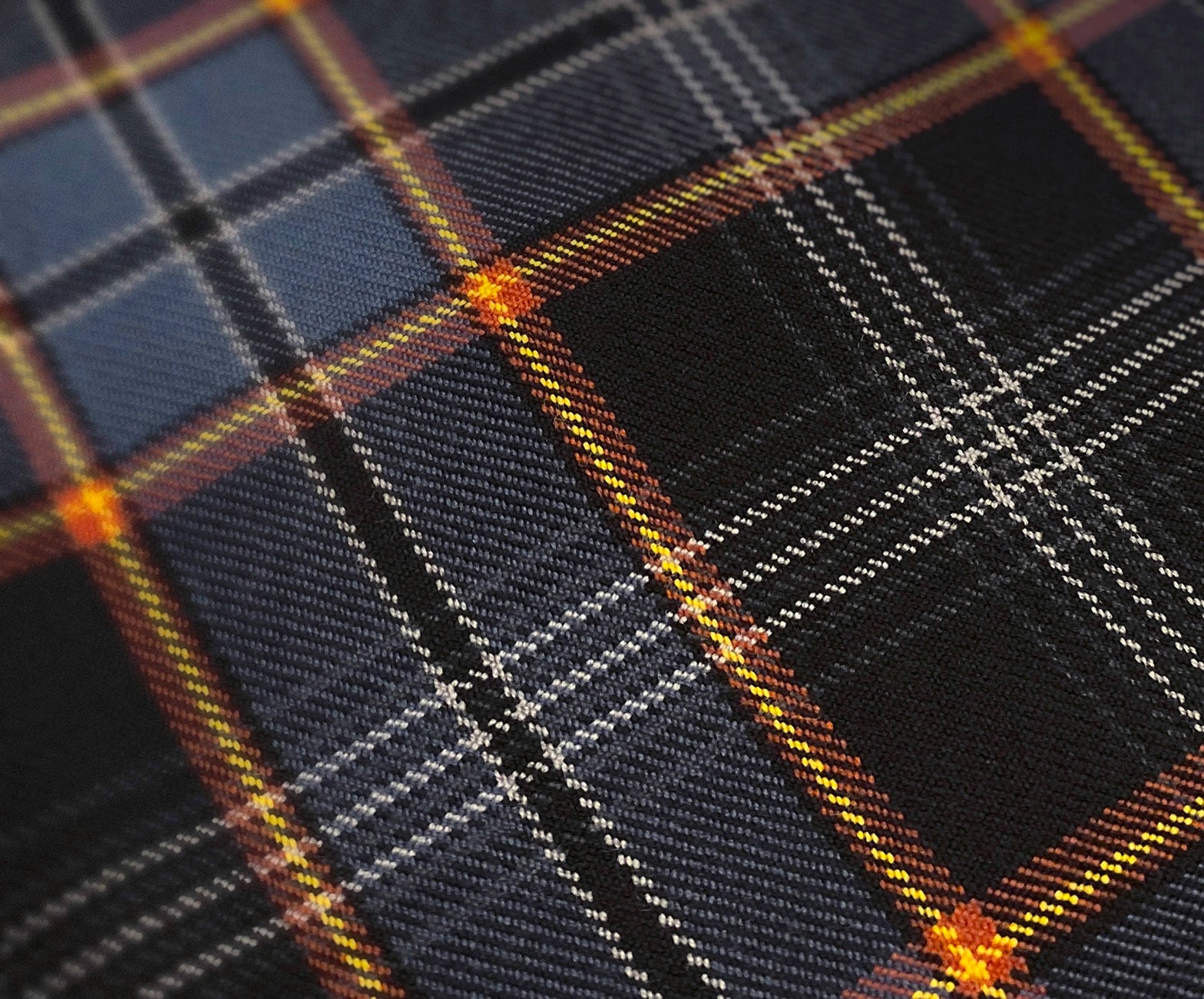 Close-up of sett alignment on the North Sea Oil tartan kilt.