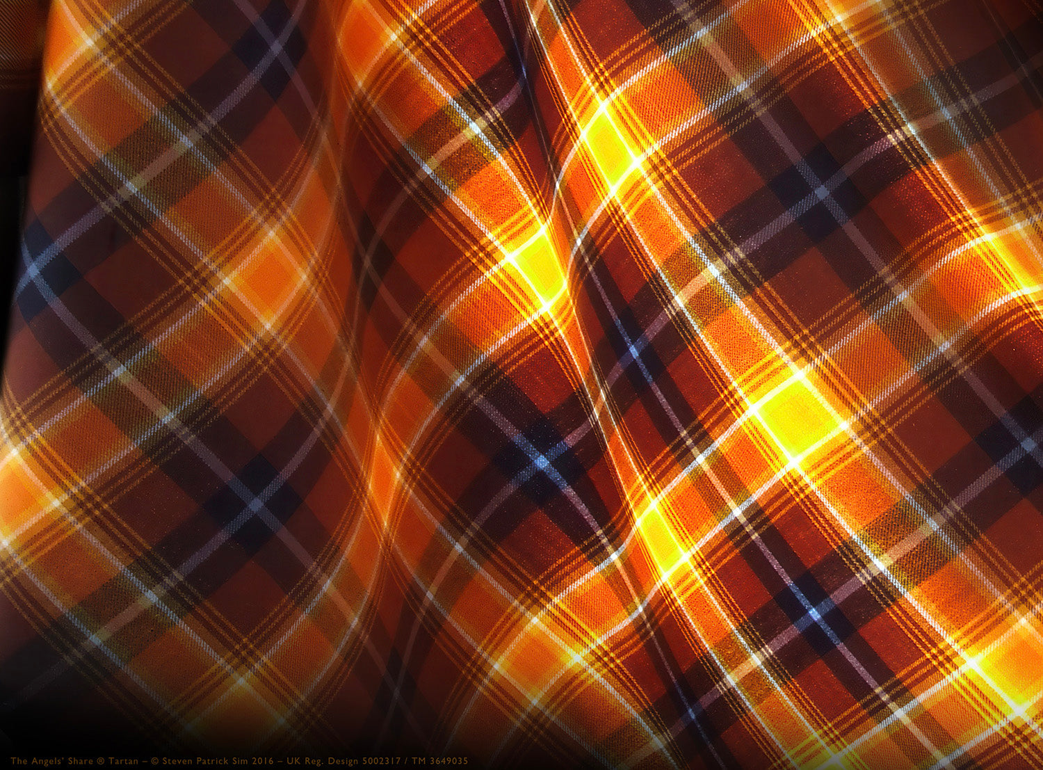 The Glowing and illuminated Angels' Share ethereal tartan, by Steven Patrick Sim, the Tartan Artisan.