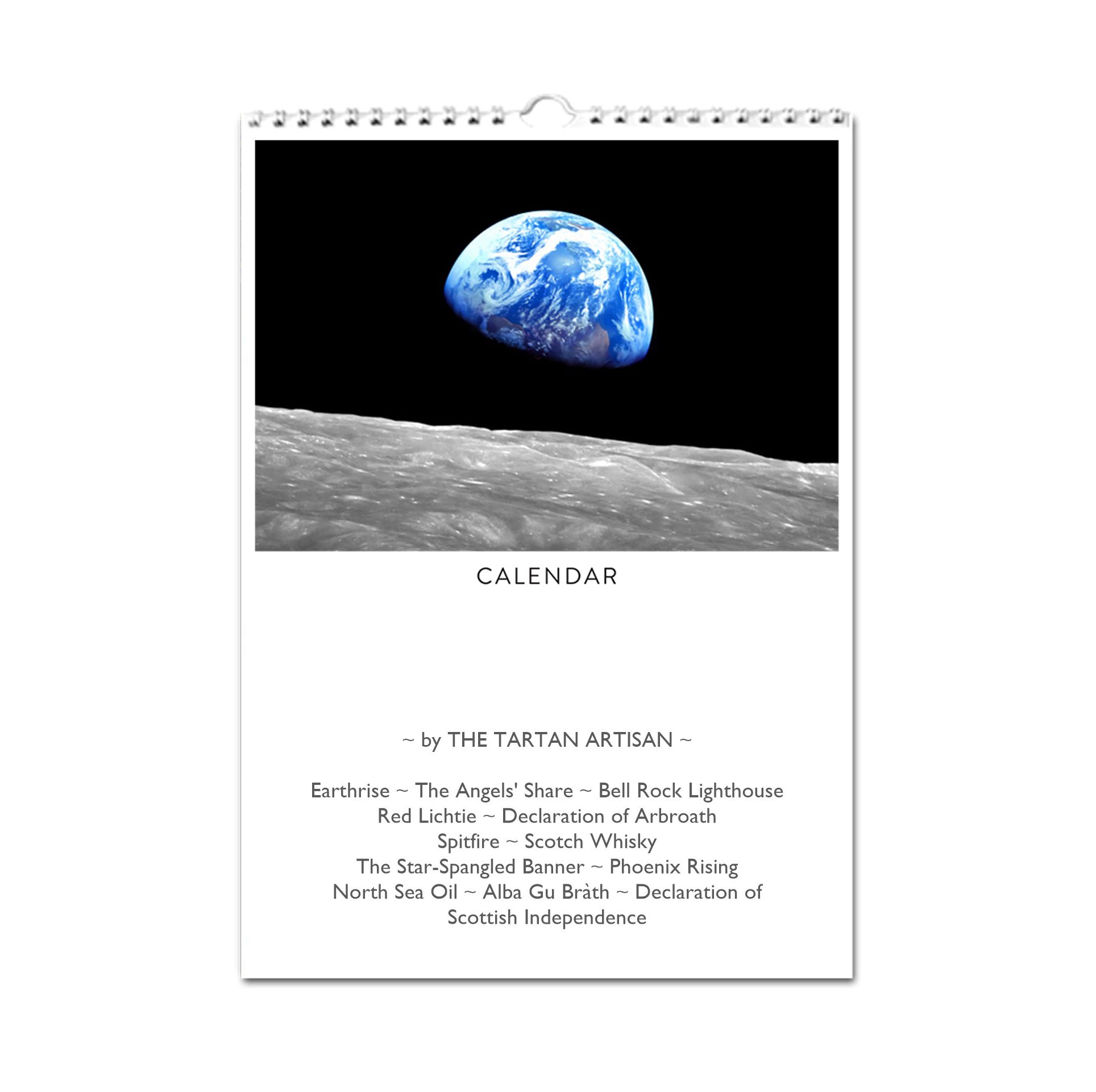 The Tartan Artisan perpetual CALENDAR - Earthrise Edition, featuring the famous photograph