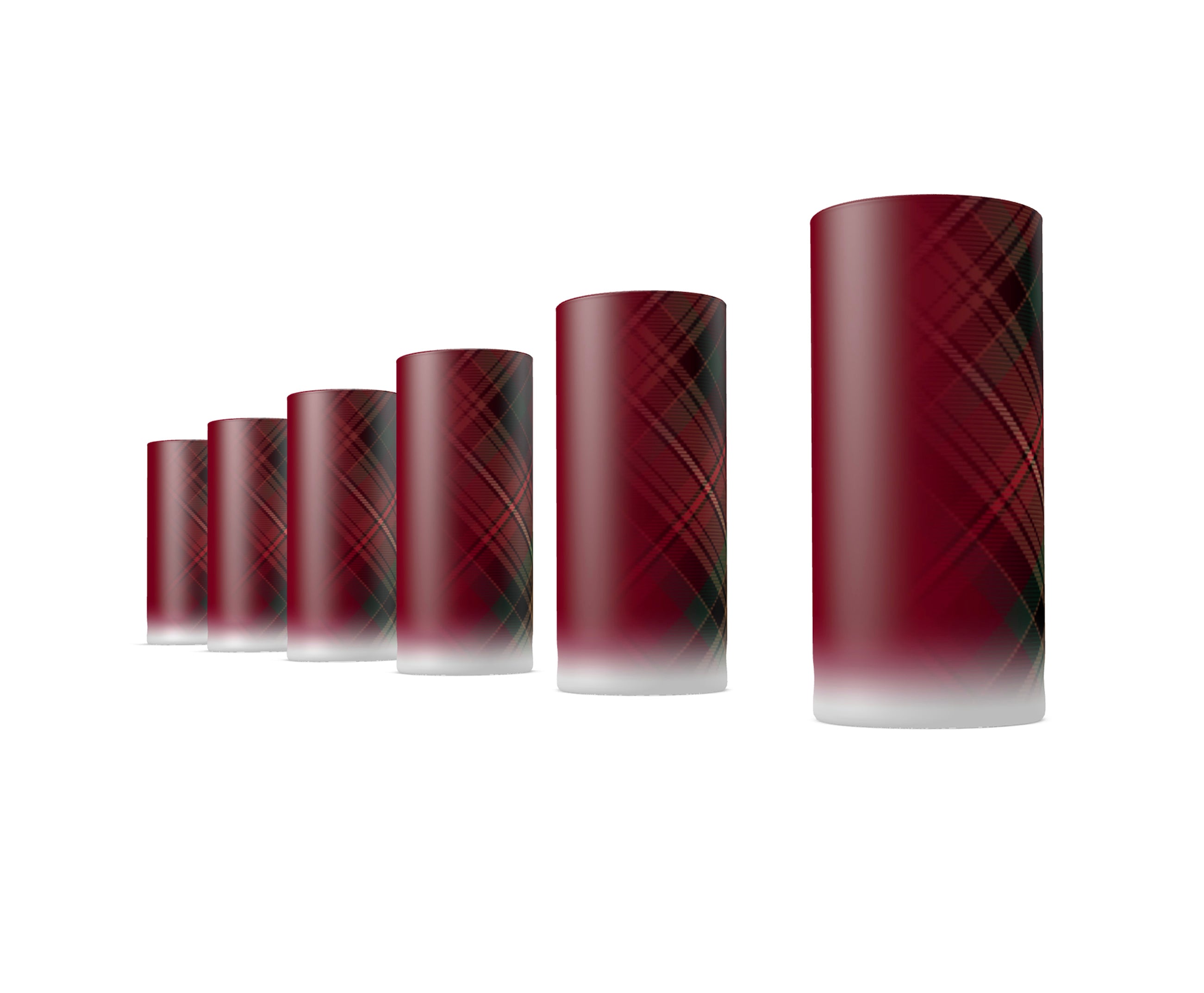 7th Centennial Tartan Tequila Shot Glasses - blood red design