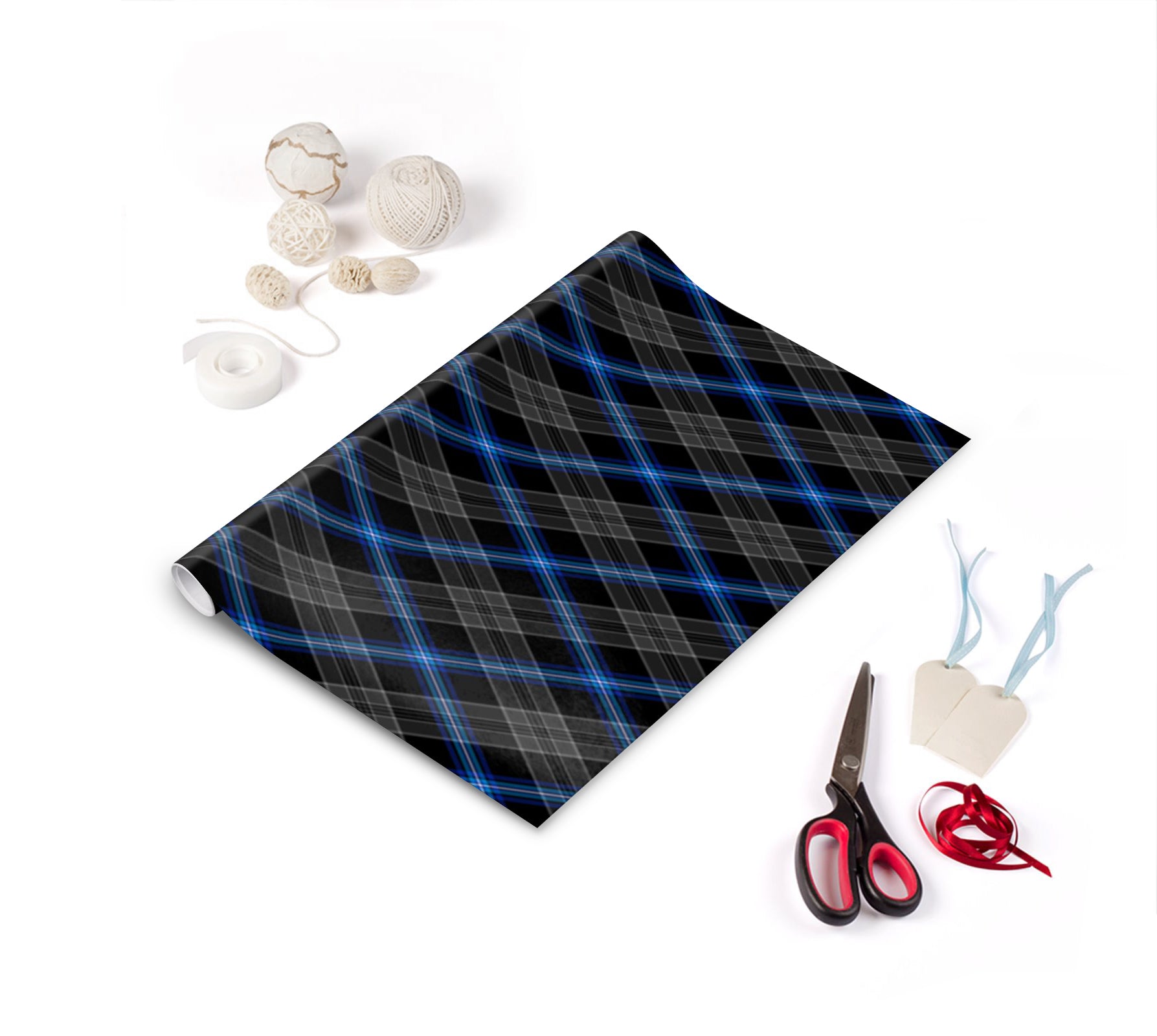 Designer wrapping paper exclusive to the Tartan Artisan ®. Featuring the tartan ...Earthrise™ (...glowing with Earthlight, in the darkness of the void). Created to commemorate the world-famous Apollo 8 ‘Earthrise’ photograph, taken from lunar orbit by astronaut William Anders on 24th December 1968