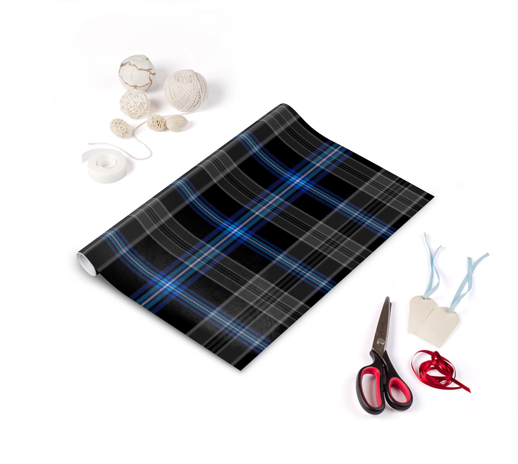 Designer wrapping paper exclusive to the Tartan Artisan ®. Featuring the tartan ...Earthrise™ (...glowing with Earthlight, in the darkness of the void). Created to commemorate the world-famous Apollo 8 ‘Earthrise’ photograph, taken from lunar orbit by astronaut William Anders on 24th December 1968