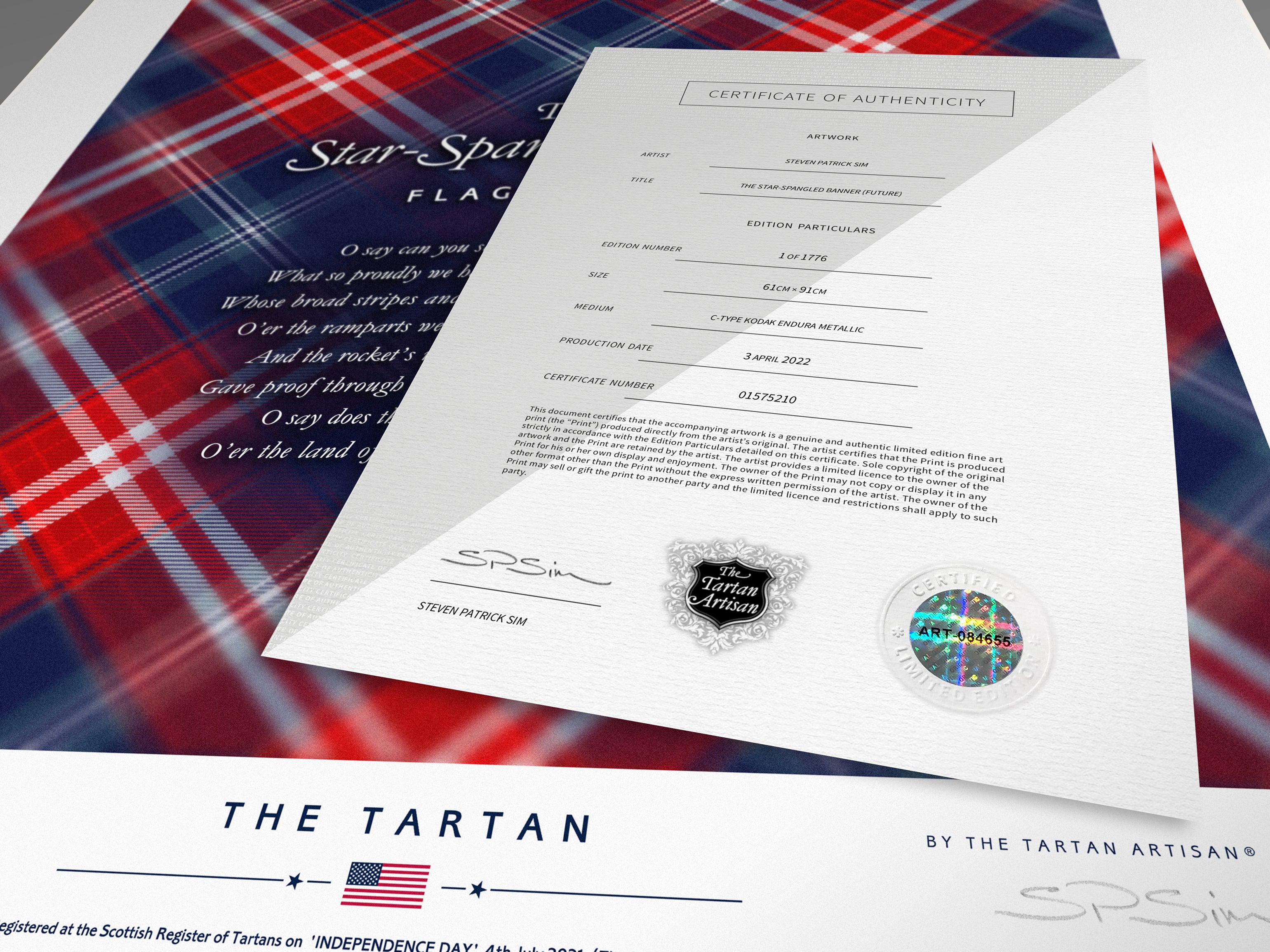 The Star-Spangled Banner Fine Art Limited Edition Tartan Print - 1776 giclée copies - FUTURE
