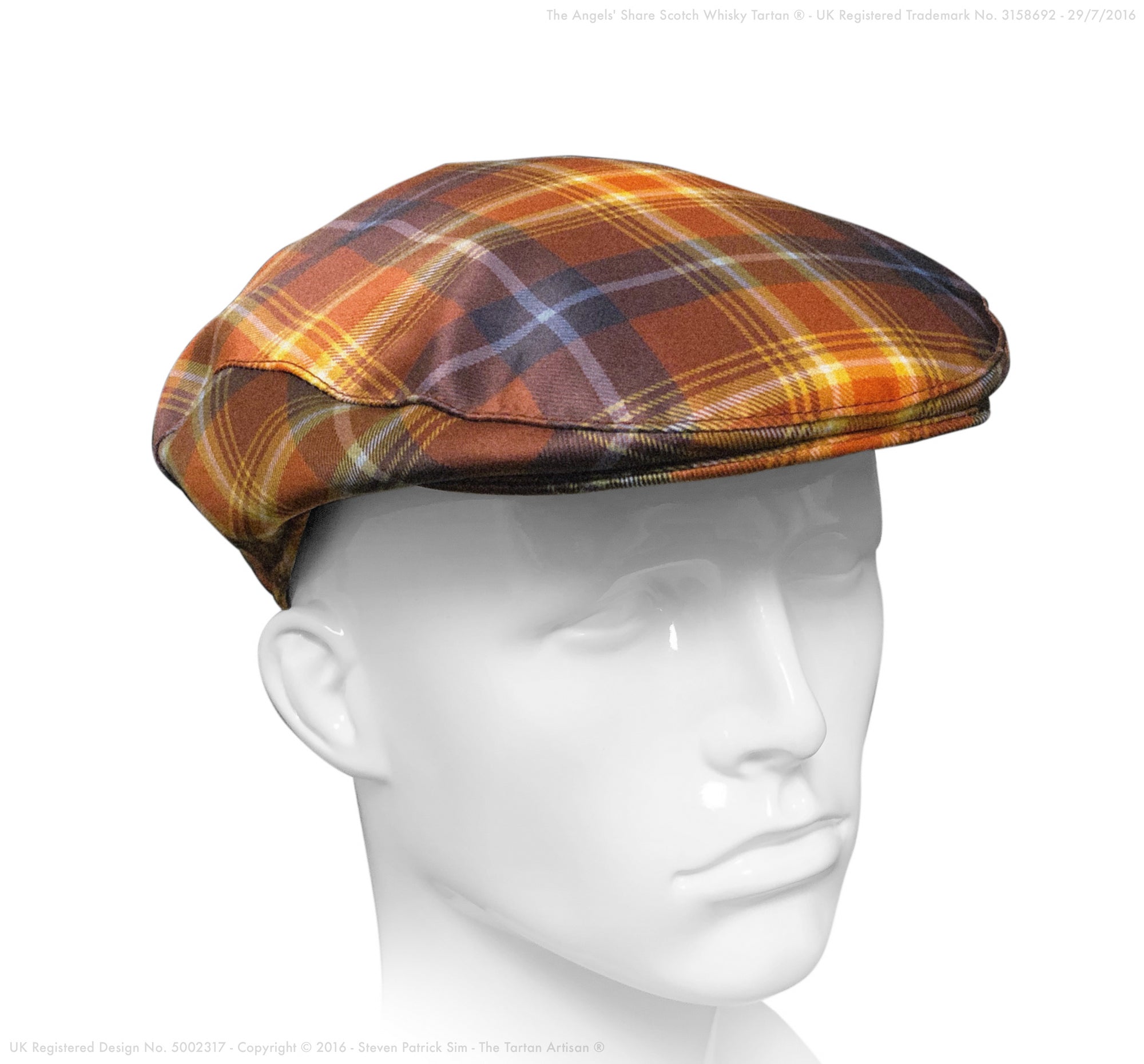 The Angels' Share Scotch Whisky Tartan® Suede Gents Flat Country Cap made in Scotland