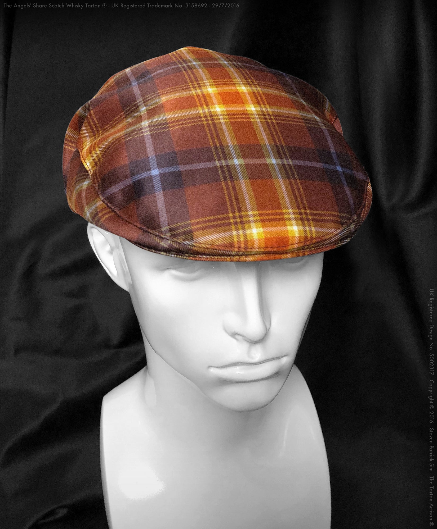 The Angels' Share Scotch Whisky Tartan® Suede Flat Cap hand made in Scotland