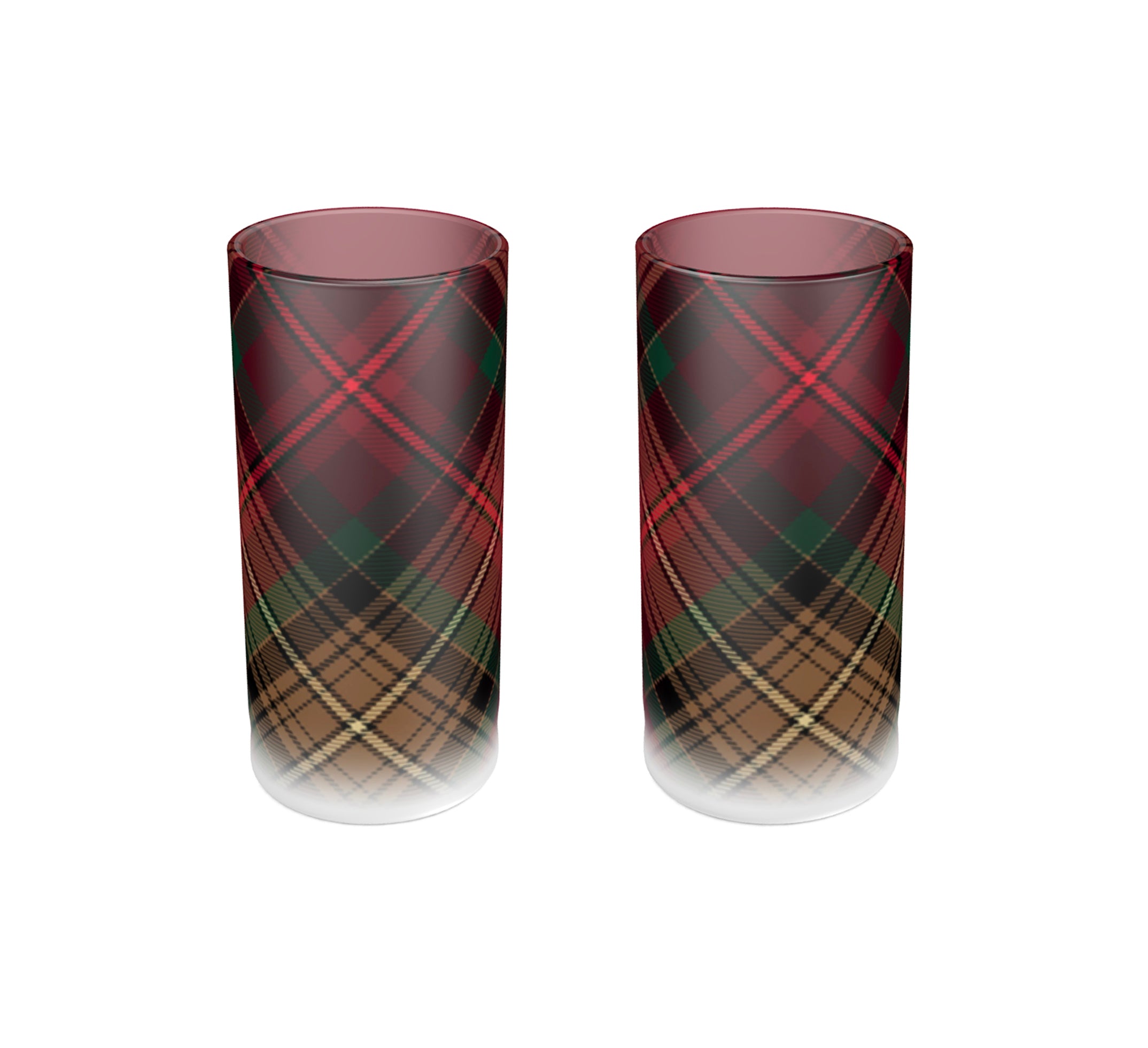 Scotland Forever - 7th Centennial Tartan Tequila Shot Glasses - featuring a blood red design