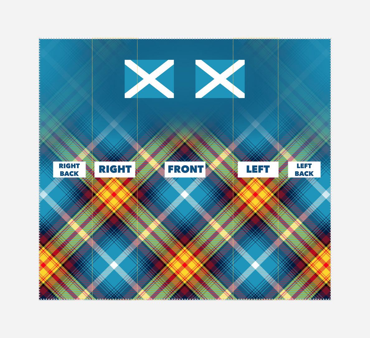 Azure Scottish Saltire flags Declaration Neck Gaiter printed areas Arbroath tartan
