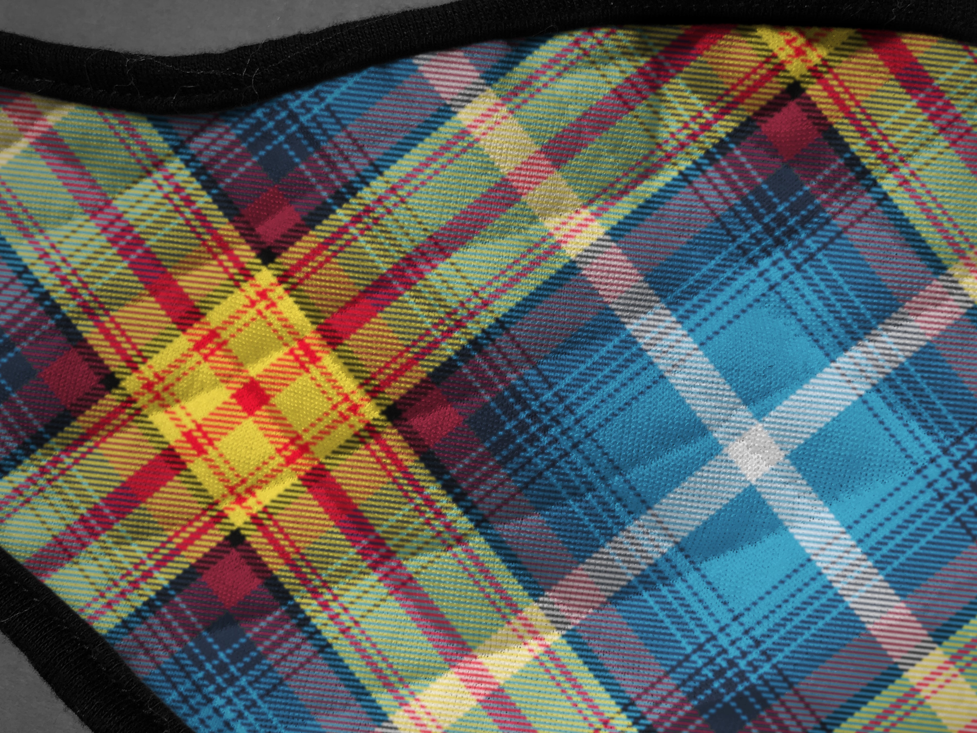 Contoured Face Mask - face covering - Nicola Sturgeon - Declaration of Scottish Independence tartan - by Steven Patrick Sim the Tartan Artisan - Stevie Tartan Guy - printed fabric 2 - small
