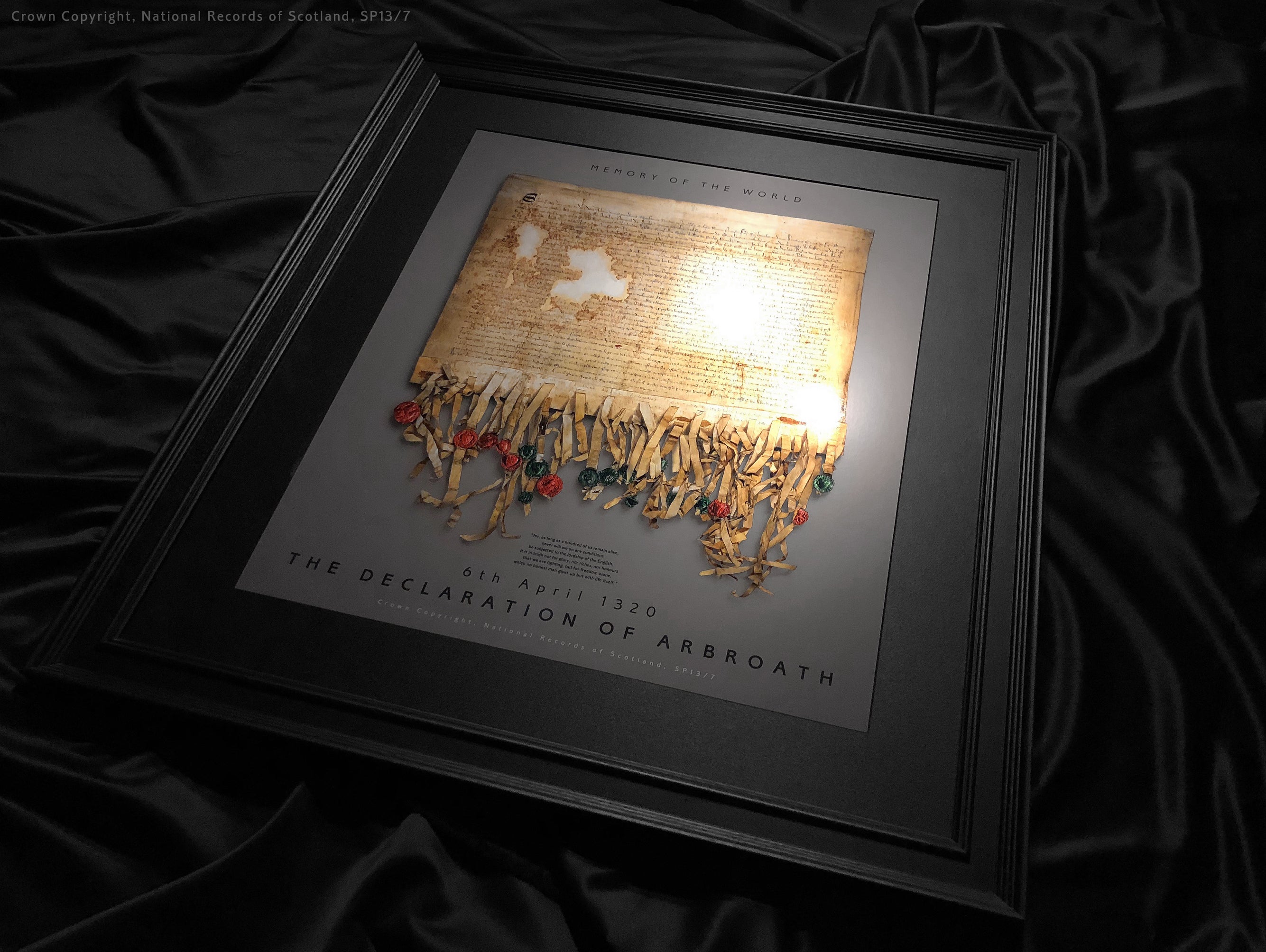 The Declaration of Arbroath Gold Metallic Prints - Limited Edition - laser printed Fine Art Metallic print! Certified by holographic certificate - Pewter