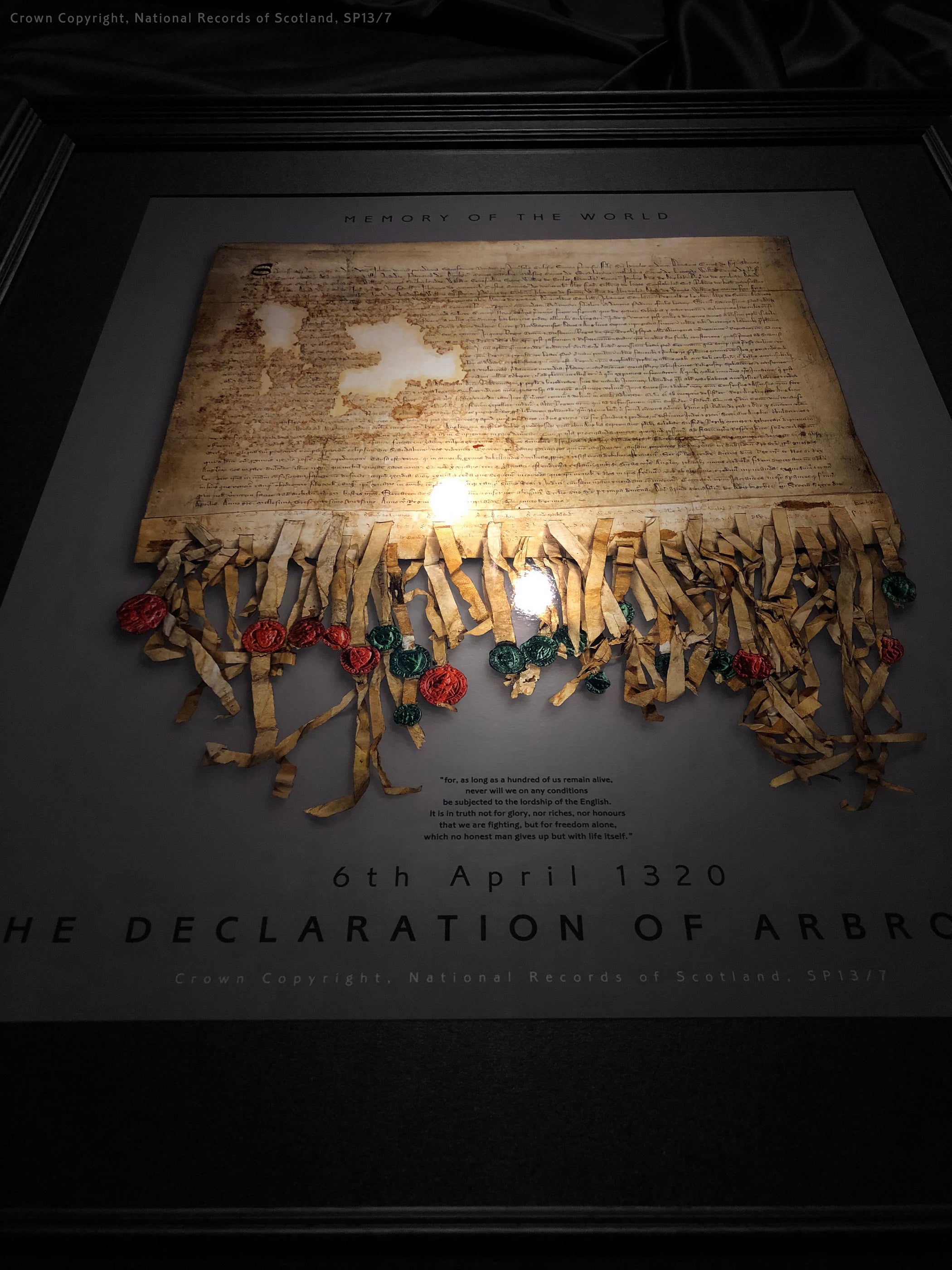 The Declaration of Arbroath Gold Metallic Print Editions - Pewter - with spotlight