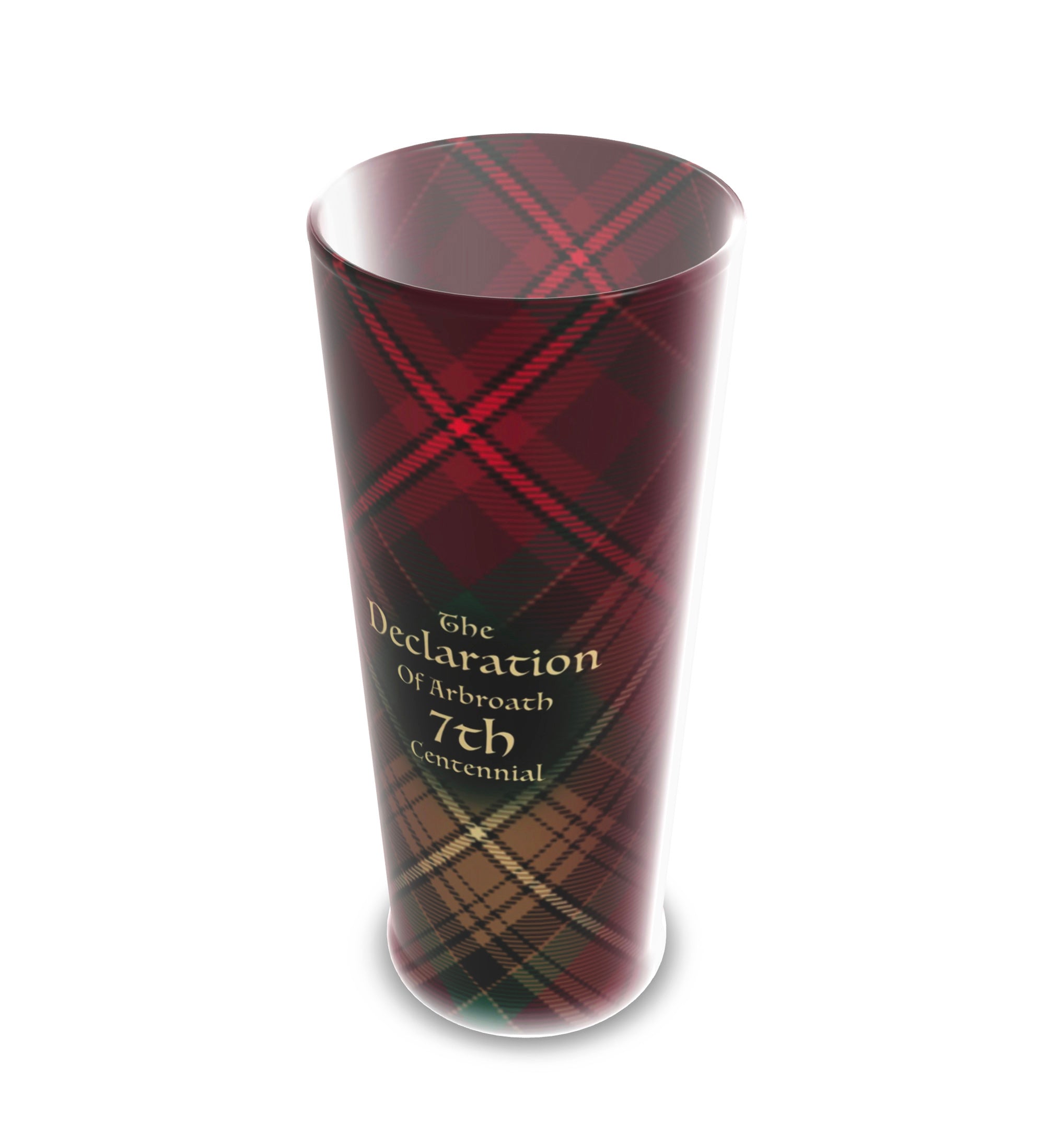 Declaration of Arbroath 7th Centennial - Frosted Beer Glass - featuring the 7th Centennial tartan