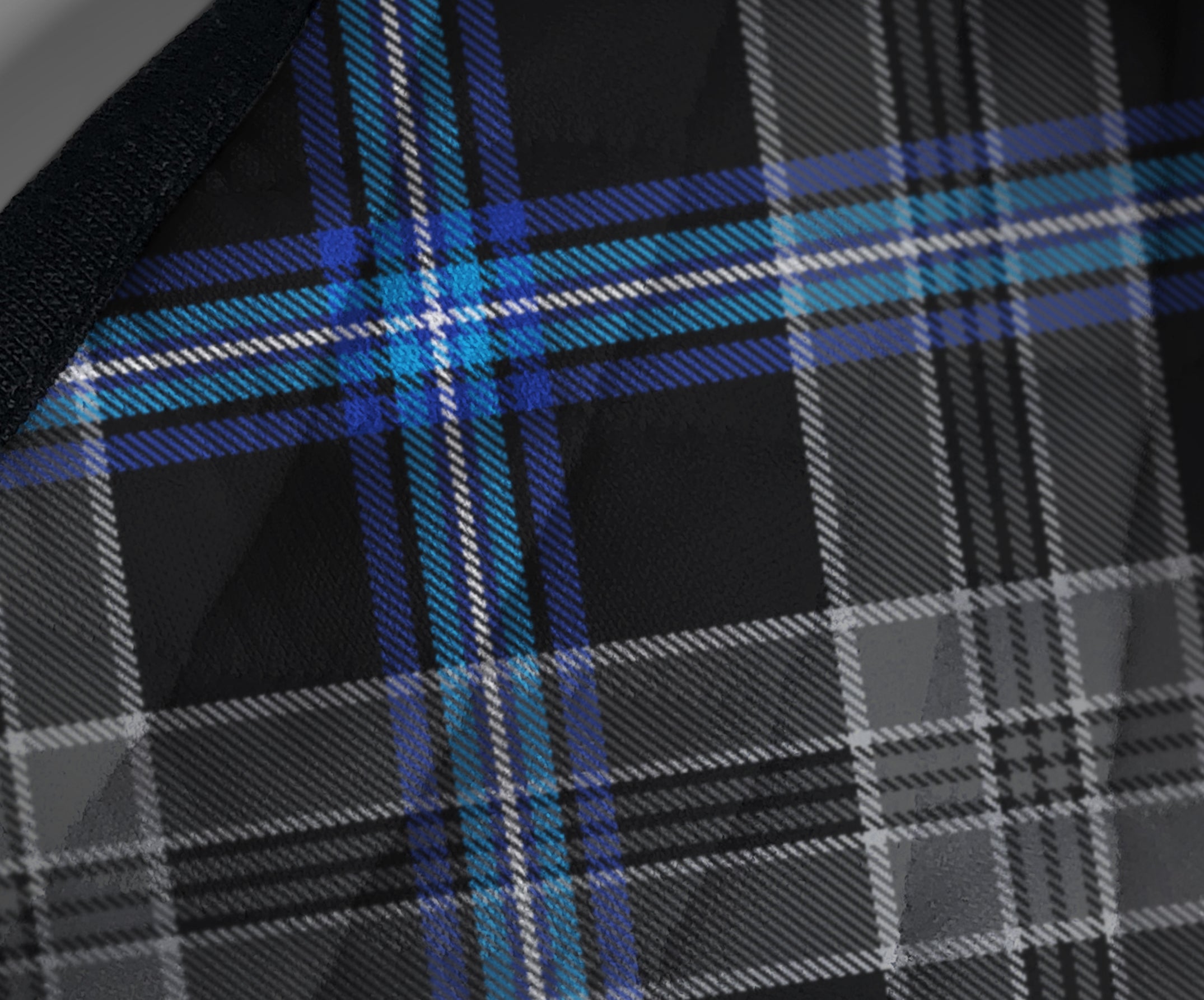 Earthrise tartan face-mask by Steven Patrick Sim the Tartan Artisan