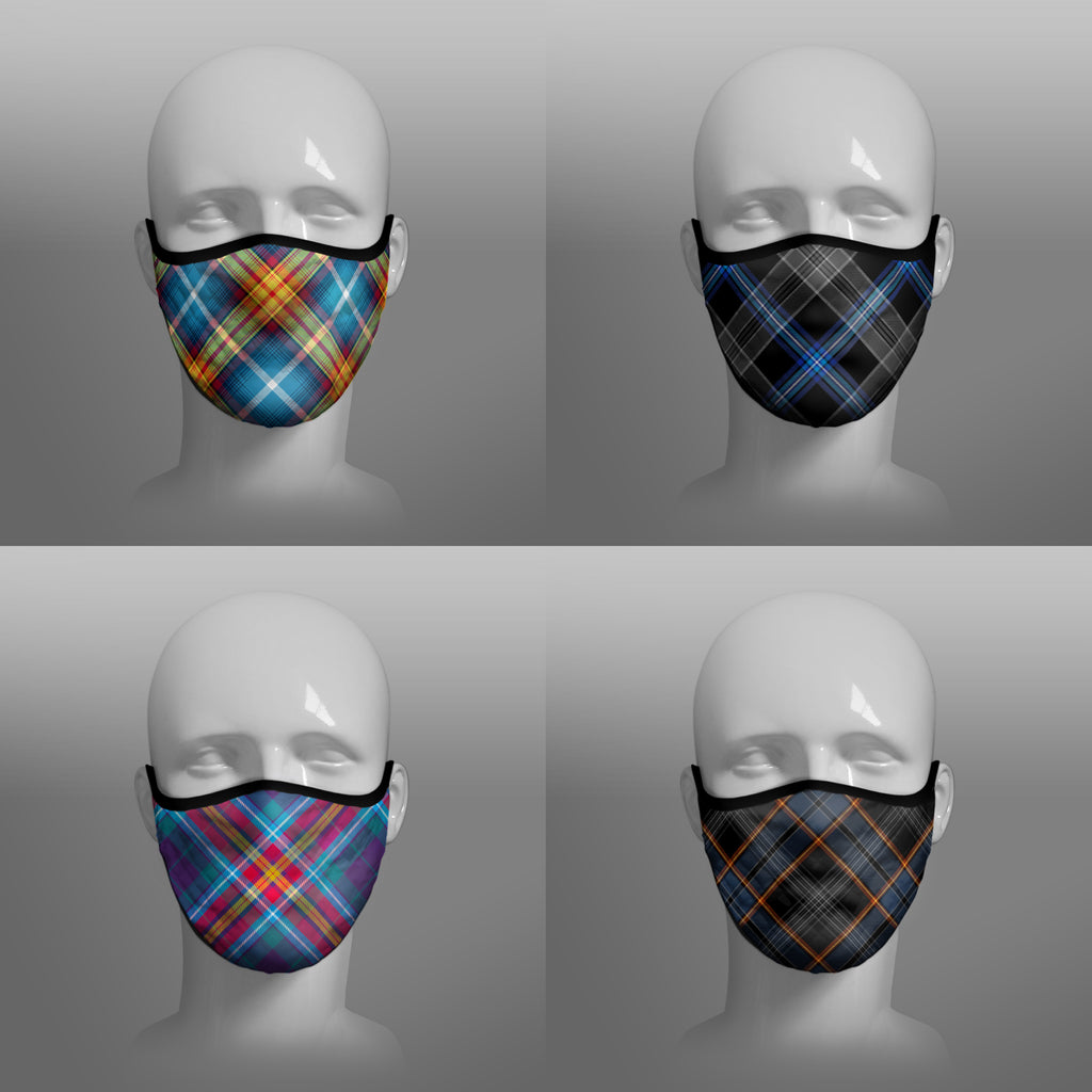 Tartan Face coverings face masks by Steven Patrick Sim the Tartan Artisan - including Declaration of Arbroath Scottish Independence - Earthrise - YES Alba Gu Brath - North Sea Oil