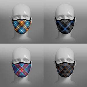 Tartan Face coverings face masks by Steven Patrick Sim the Tartan Artisan - including Declaration of Arbroath Scottish Independence - Earthrise - YES Alba Gu Brath - North Sea Oil