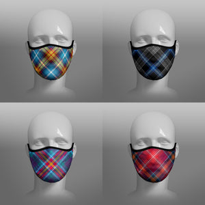 Tartan Face coverings face masks by Steven Patrick Sim the Tartan Artisan - including Declaration of Arbroath Scottish Independence - Red Lichtie - YES Alba Gu Brath - Earthrise