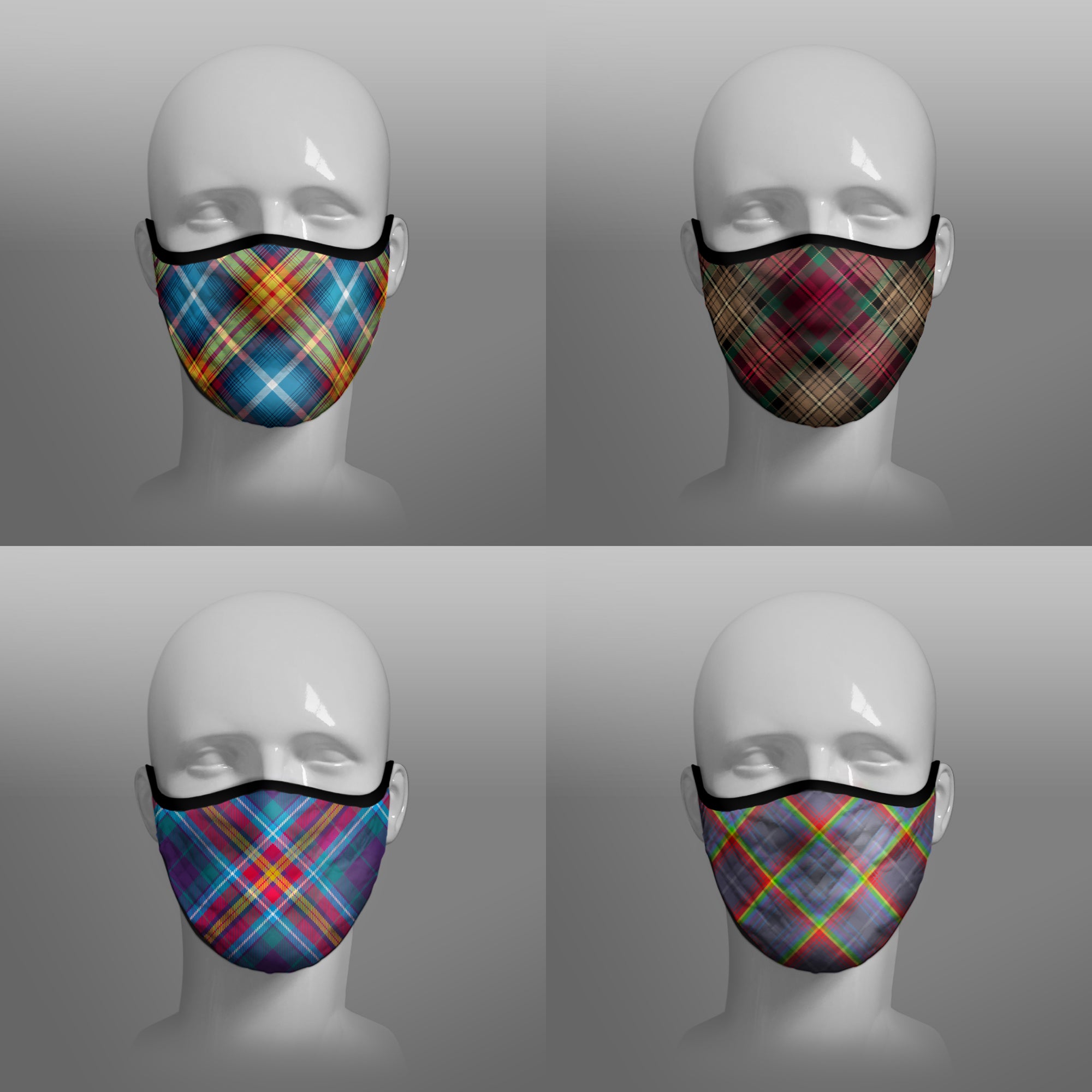 Tartan Face coverings face masks Covid 19 Covid-19 Pandemic Coronavirus Virus cough sneeze by Steven Patrick Sim the Tartan Artisan Stevie Tartan Guy - including Declaration of Arbroath Scottish Independence Saltire 6th April 1320 700th anniversary 7th Centennial Scotland homeless - Hope Rainbow NHS - YES It's Time Alba Gu Brath bràth - four pack combo