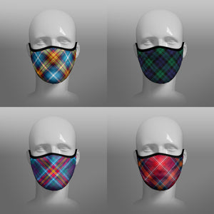 Tartan Face coverings face masks by Steven Patrick Sim the Tartan Artisan - including Declaration of Arbroath Scottish Independence - Red Lichtie - YES Alba Gu Brath - Black Watch