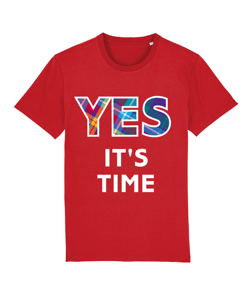 YES tartan Red T-Shirt - white logo