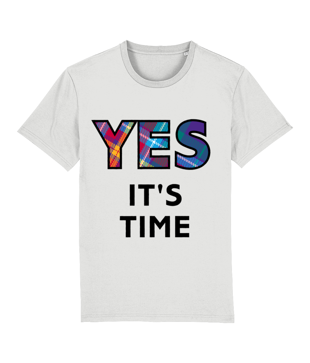 YES tartan White T-Shirt - black logo