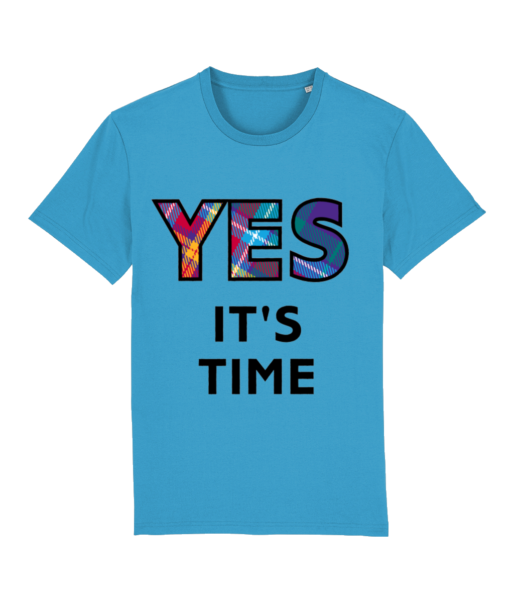 YES tartan Azure T-Shirt - black logo