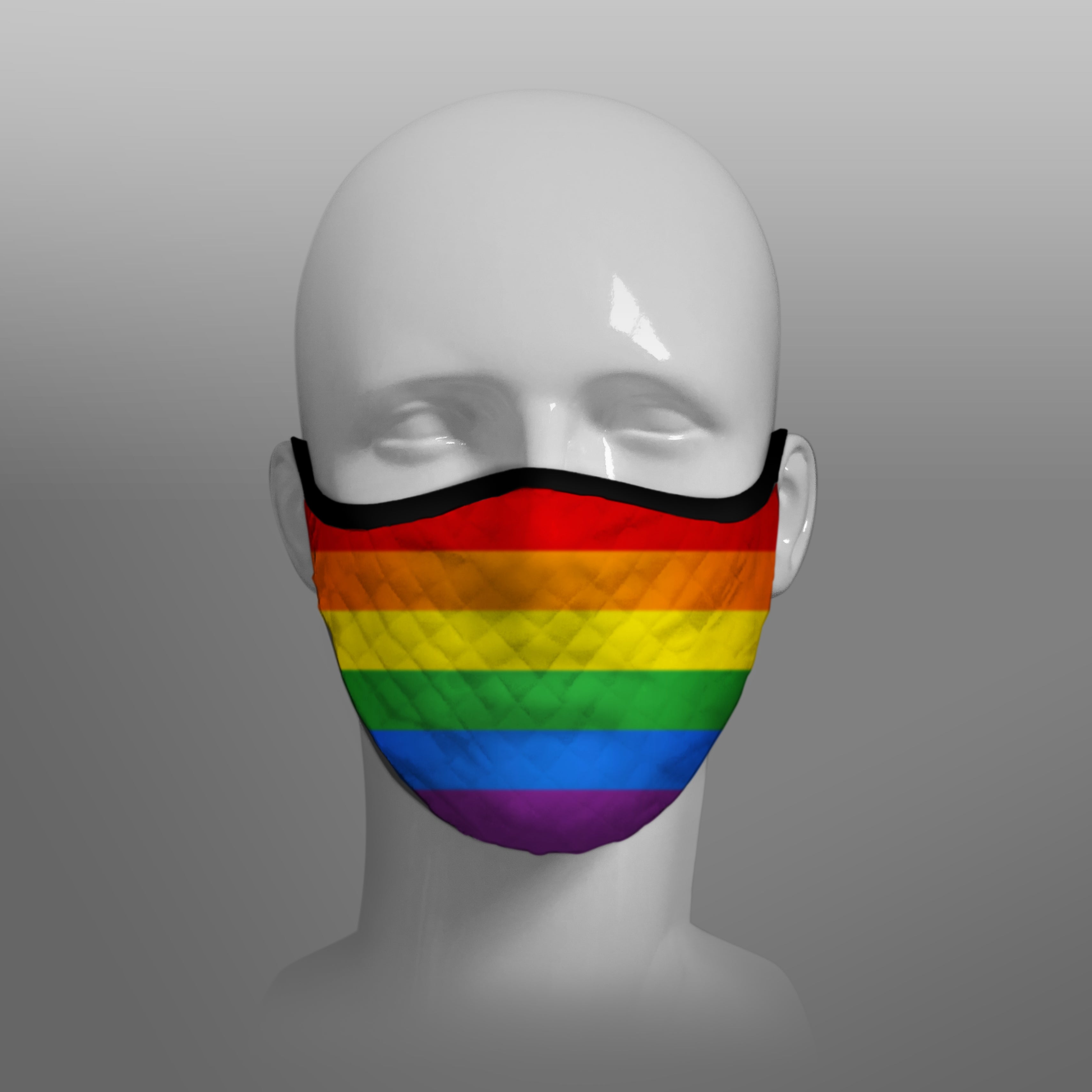 Gay Pride Rainbow Flag Contoured Tartan - Scottish Saltire - Face Mask cloth face covering Large