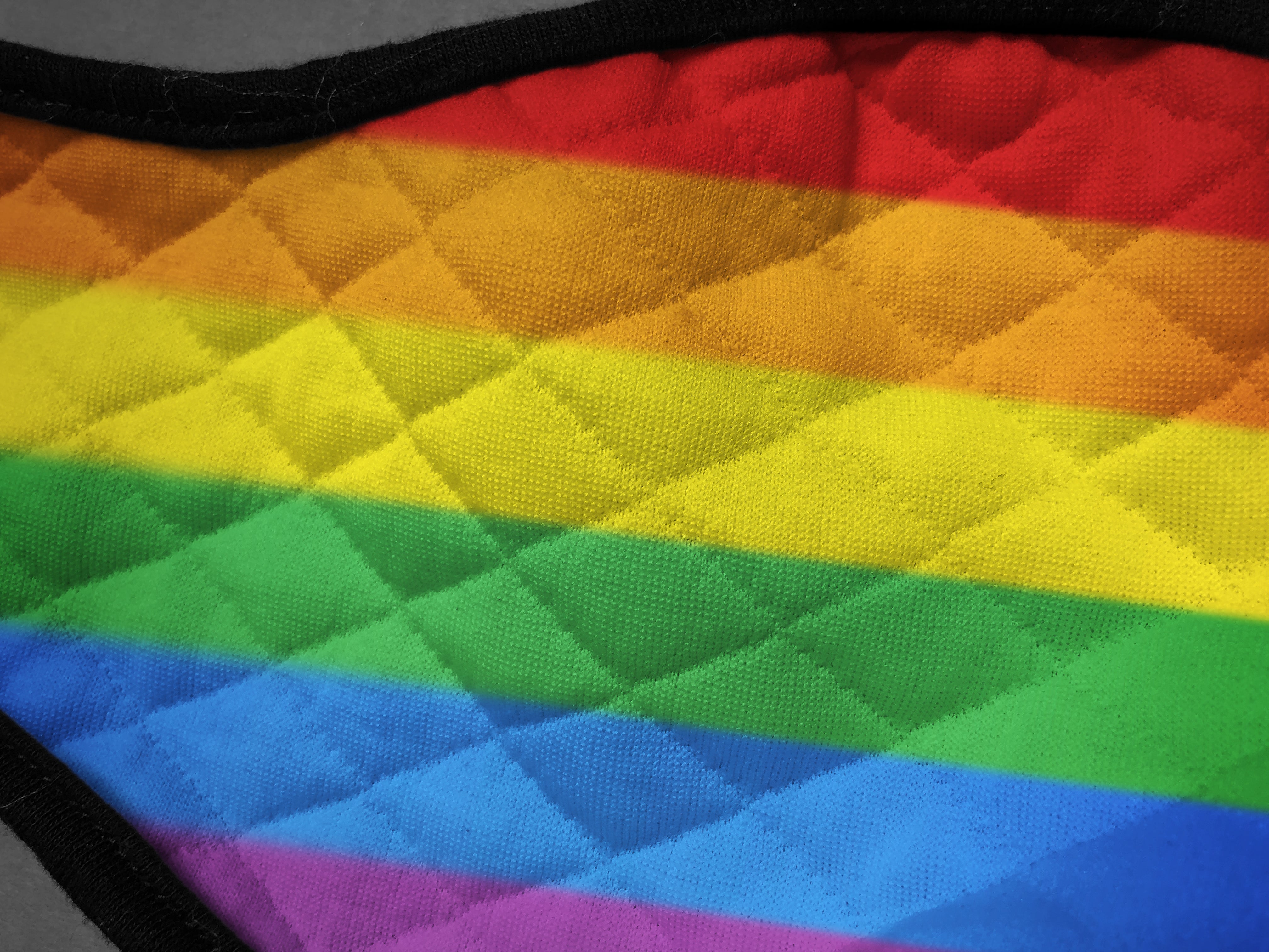 Gay Pride Rainbow Flag Contoured Tartan - Face Mask cloth face covering material detail medium