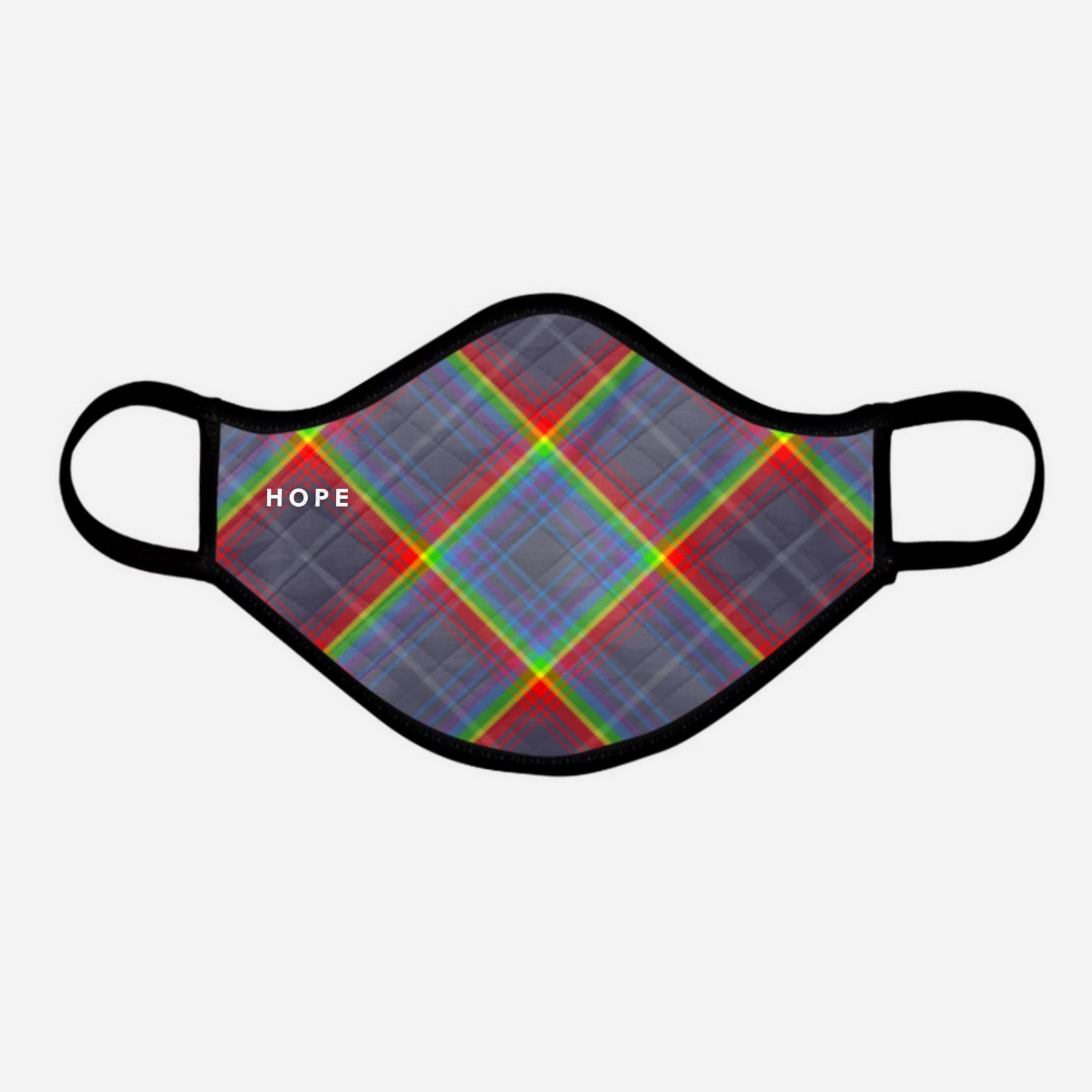 Scotland's Grace NHS Hope rainbow - cover - 19 - pandemic Coronavirus - Nicola Sturgeon - Scottish face mask cloth covering filter - Nicola Sturgeon - by Steven Patrick Sim the Tartan Artisan - Stevie Tartan Guy - extra large