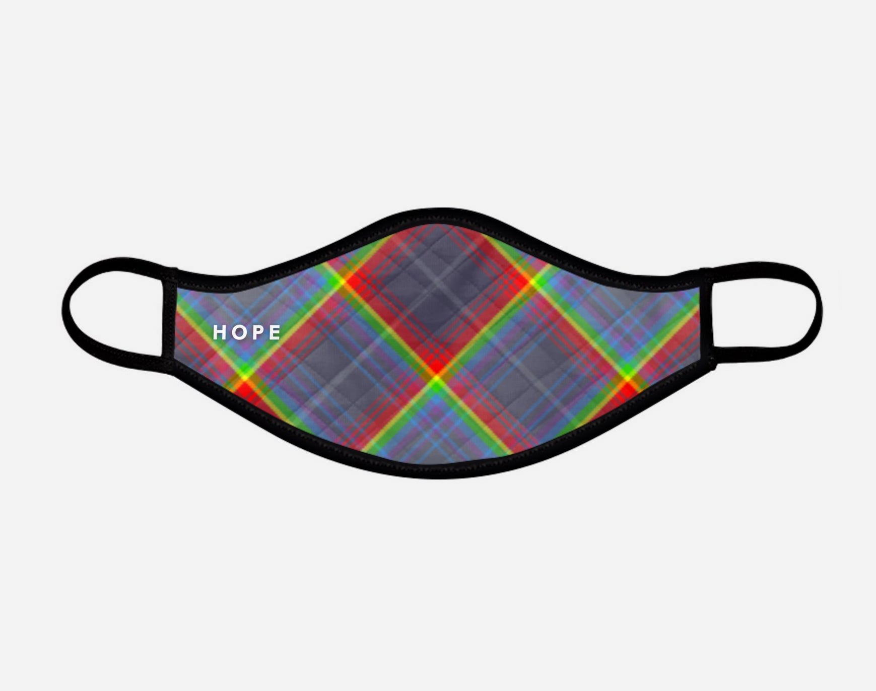 Scotland's Grace the Hope Rainbow - NHS - Contoured Tartan custom printed face mask - Small - by the Steven Patrick Sim Tartan Artisan - Stevie Tartan Guy Arbroath, Scotland