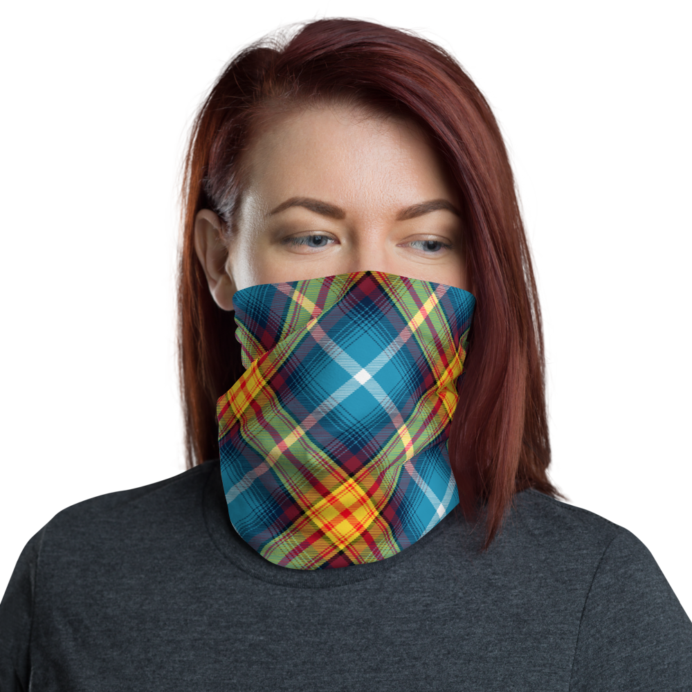 Lion Rampant and ancient azure Saltire Declaration of Scottish Independence tartan Neck Gaiter 10