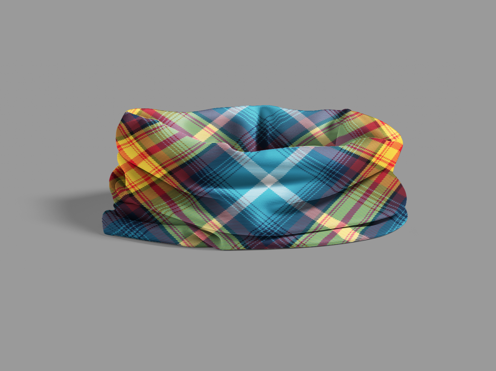 Lion Rampant and old Navy Saltire Declaration of Scottish Independence tartan Neck Gaiter Rolled 2