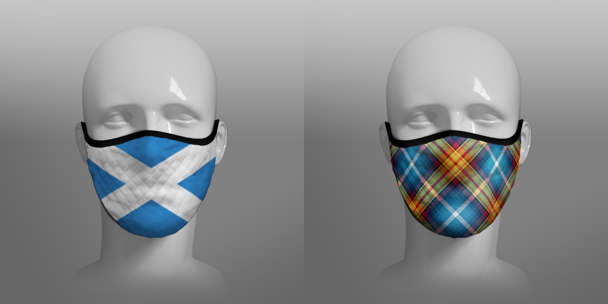 The Declaration of Scottish Independence Arbroath 6th April 1320 Contoured Tartan - YES IT'S TIME - Alba Gu Brath - Pro EU - European Union - Nicola Sturgeon - Scottish Saltire - Face Mask - face covering - by Steven Patrick Sim the Tartan Artisan - Stevie Tartan Guy - mixed pack of 2