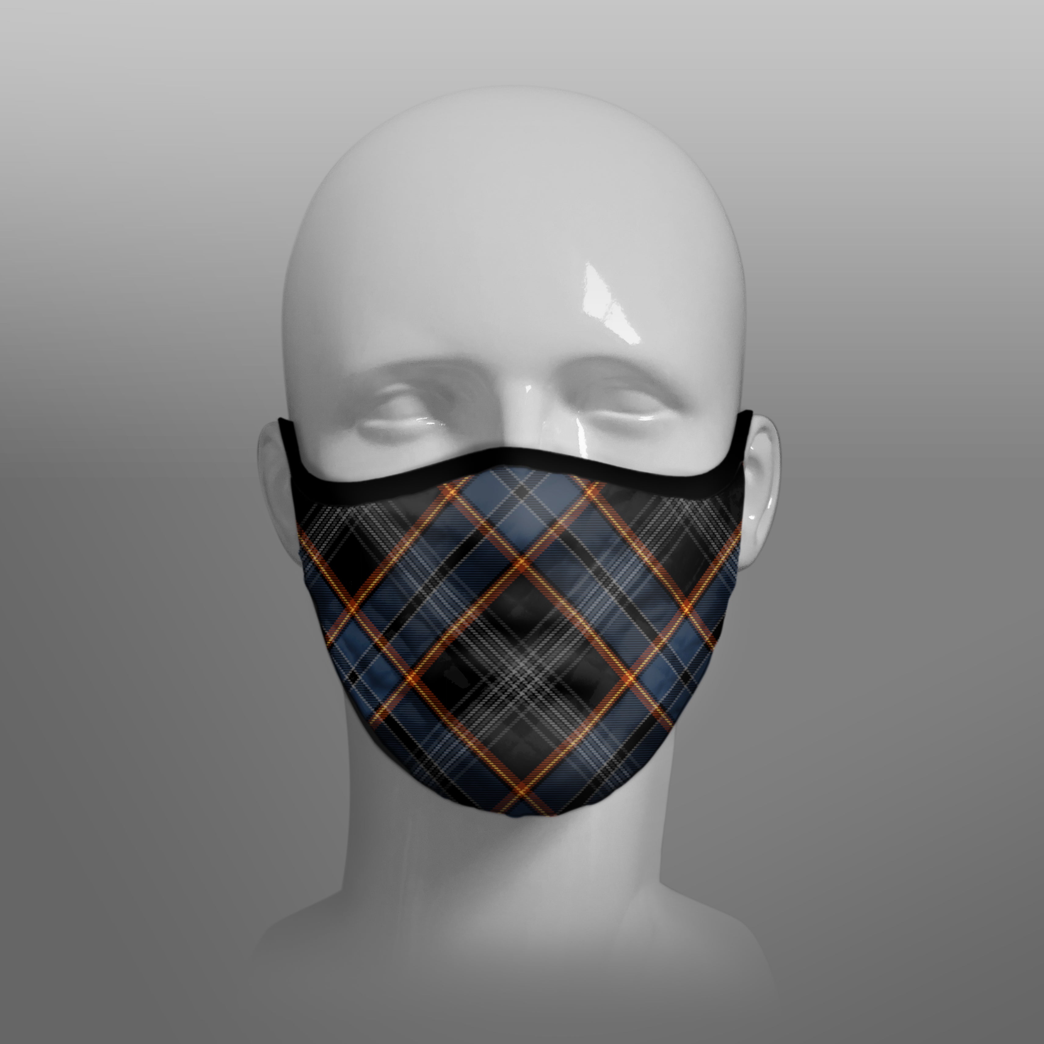 North Sea Oil - Contoured Tartan Face Mask - face covering - by Steven Patrick Sim the Tartan Artisan - Stevie Tartan Guy Arbroath