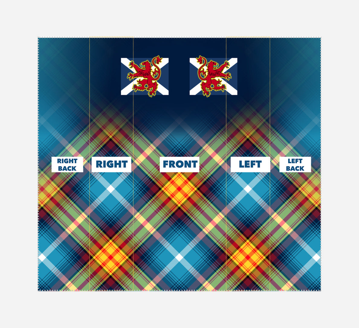 Navy Saltire Lion Rampant Declaration Neck Gaiter printed areas