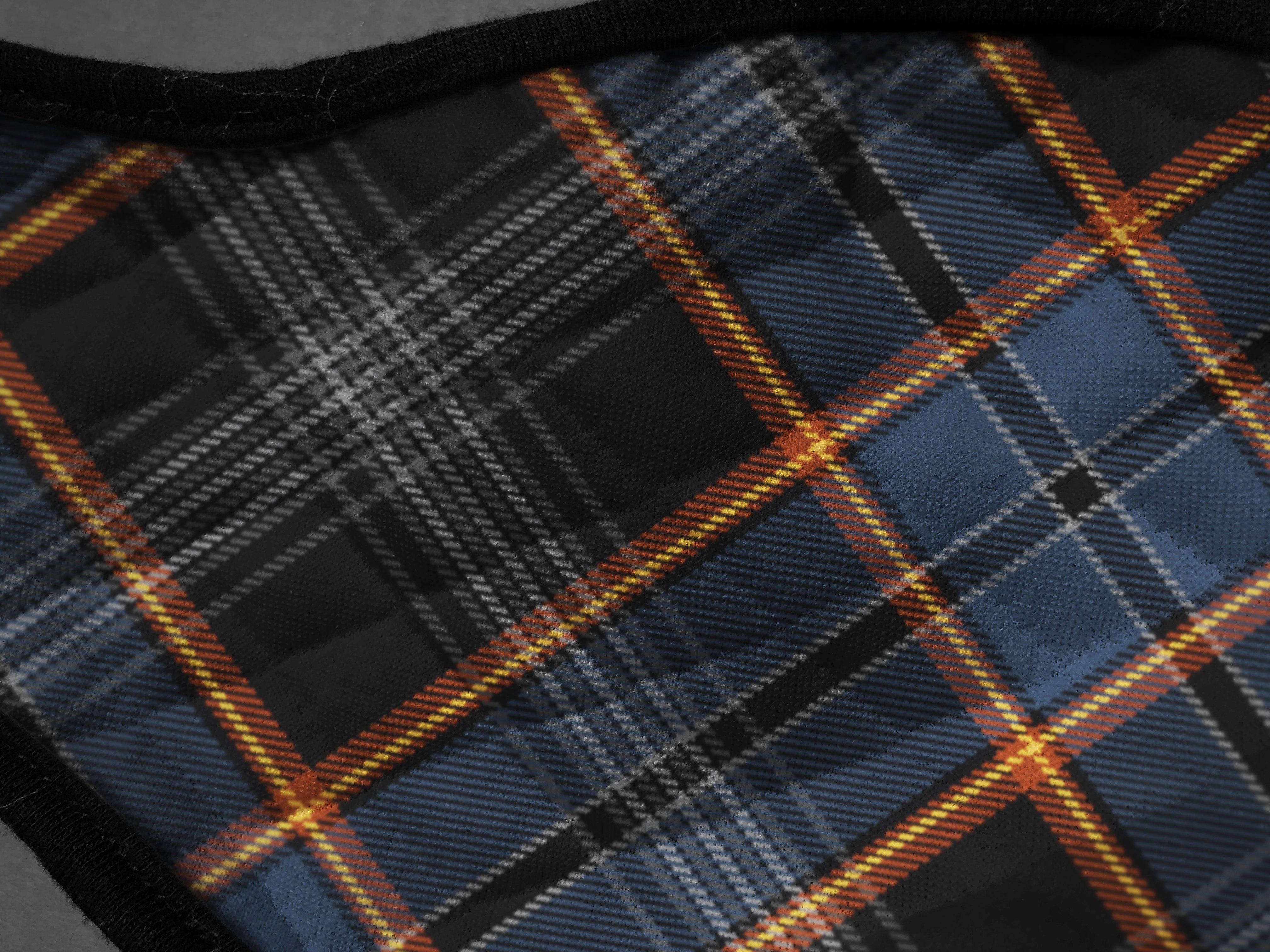 North Sea Oil - Contoured Tartan Face Mask - face covering - by Steven Patrick Sim the Tartan Artisan - Stevie Tartan Guy Arbroath - anniversary tartan