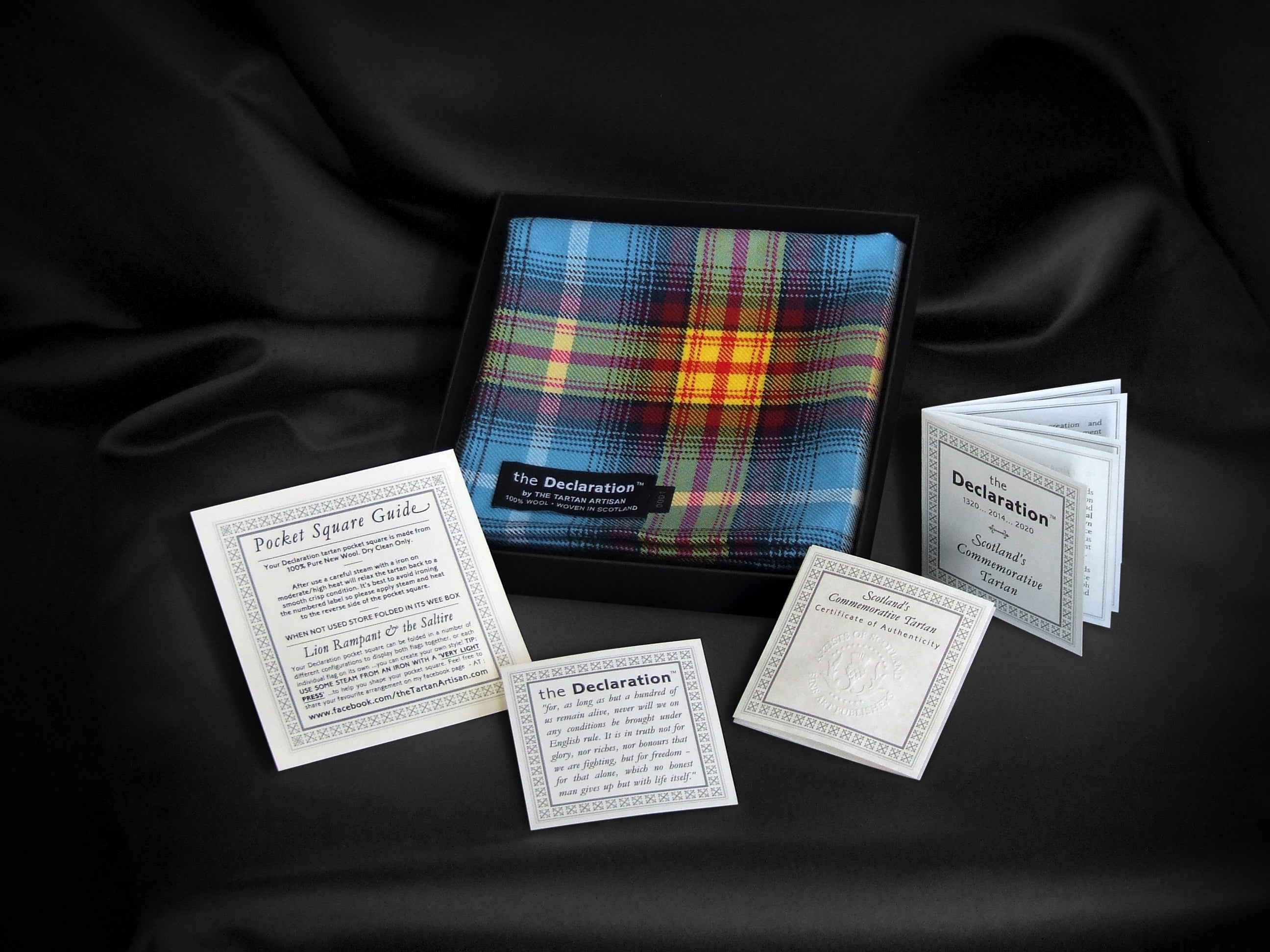 THE DECLARATION Numbered Edition TARTAN Pocket Square
