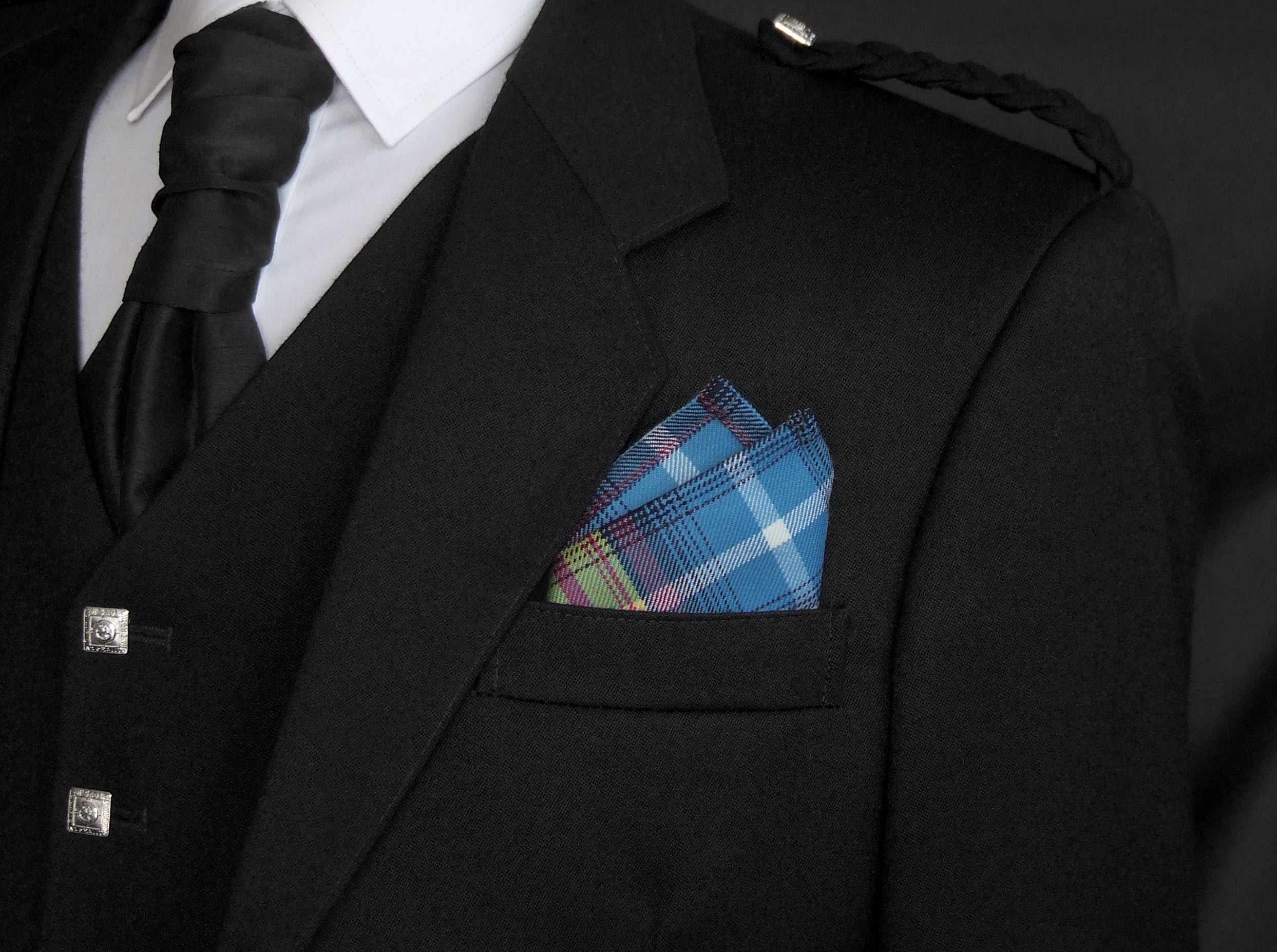 The Declaration tartan pocket square with Saltire design