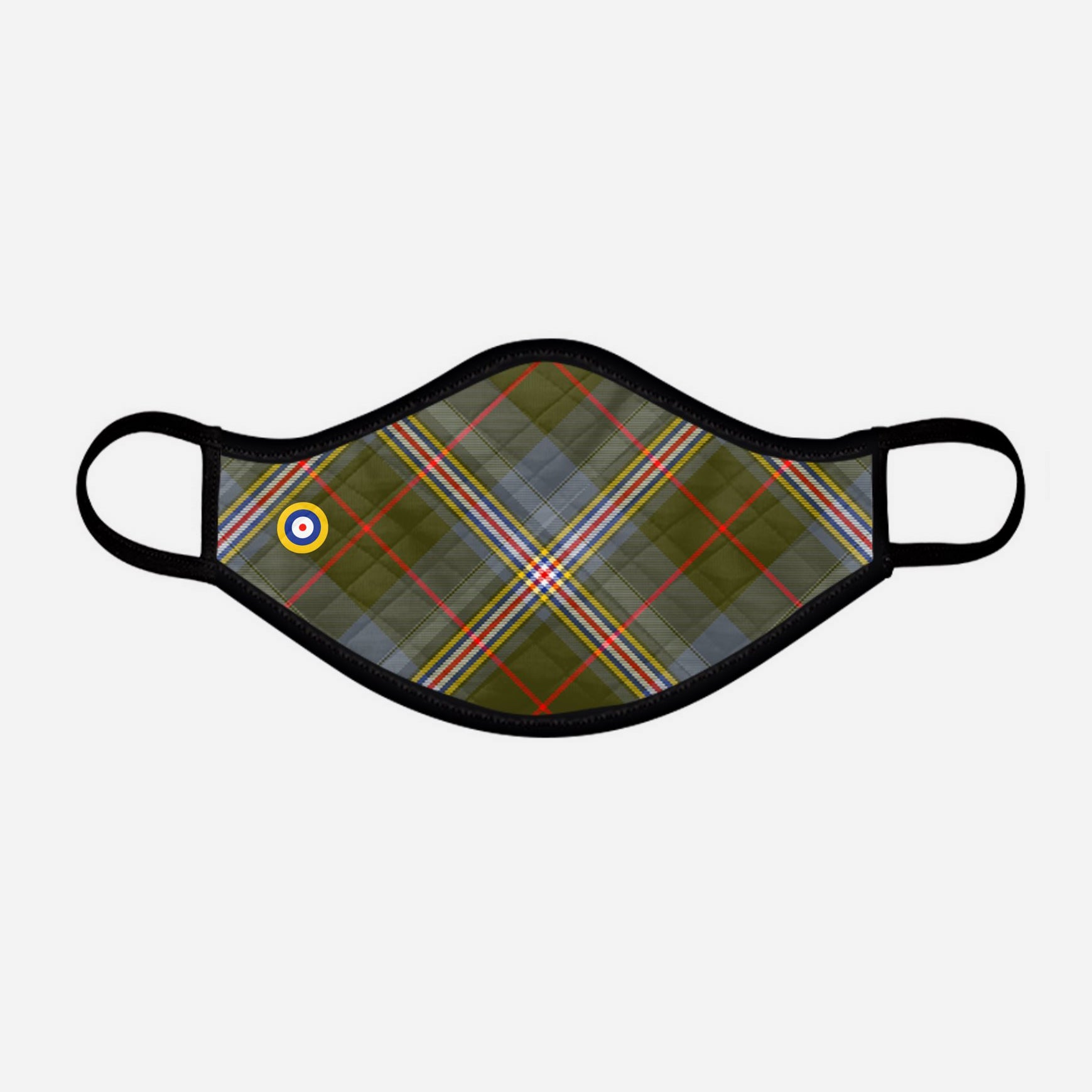 Red Lichtie Spitfire EP121 Montrose Air Station Heritage Centre Tartan custom printed face mask - Medium with badge - by the Steven Patrick Sim Tartan Artisan - Stevie Tartan Guy Arbroath, Scotland with Nicola Sturgeon - mixed pack of 4 or 2