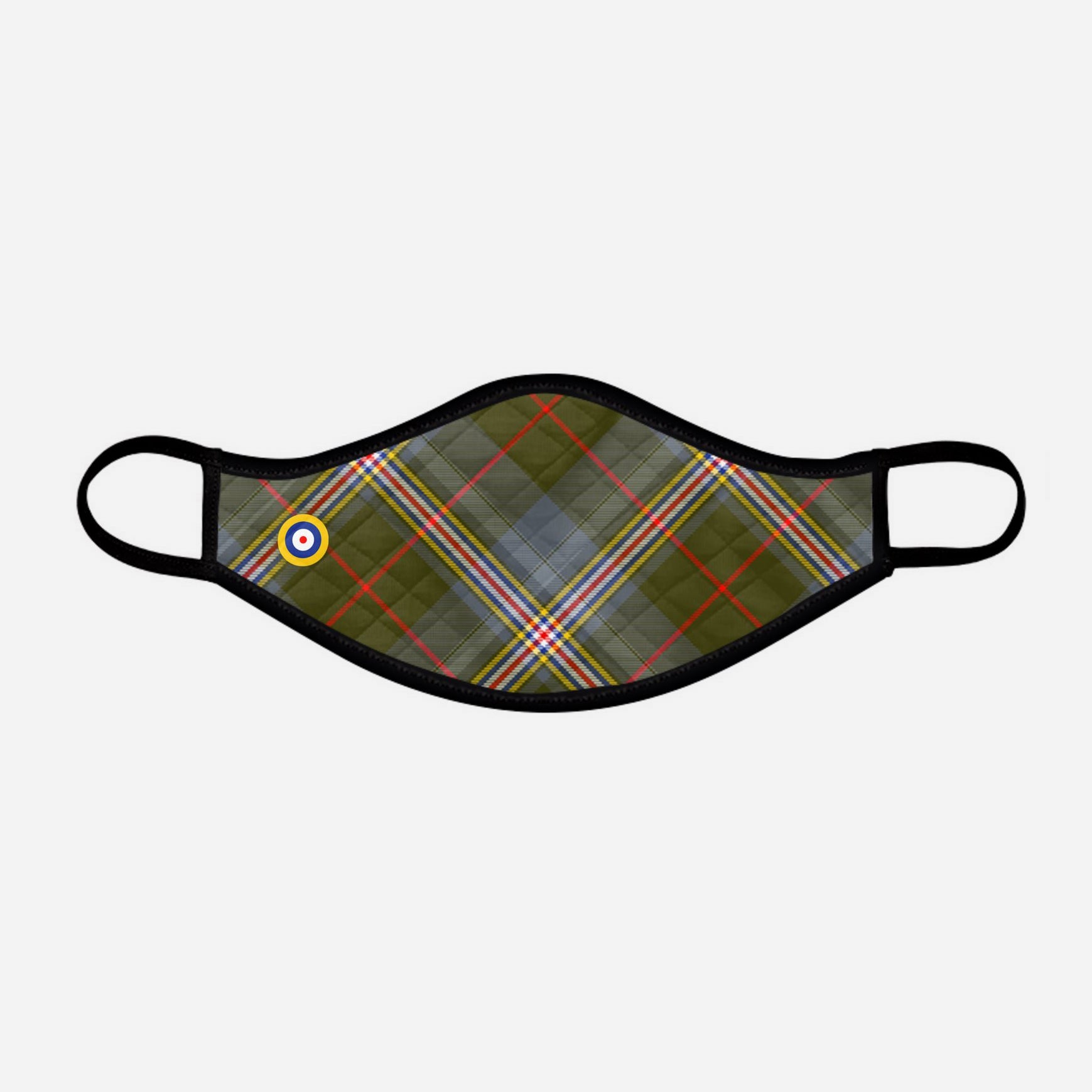 Red Lichtie Spitfire EP121 Montrose Air Station Heritage Centre Tartan custom printed face mask - Small with badge - by the Steven Patrick Sim Tartan Artisan - Stevie Tartan Guy Arbroath, Scotland with Nicola Sturgeon - mixed pack of 4 or 2