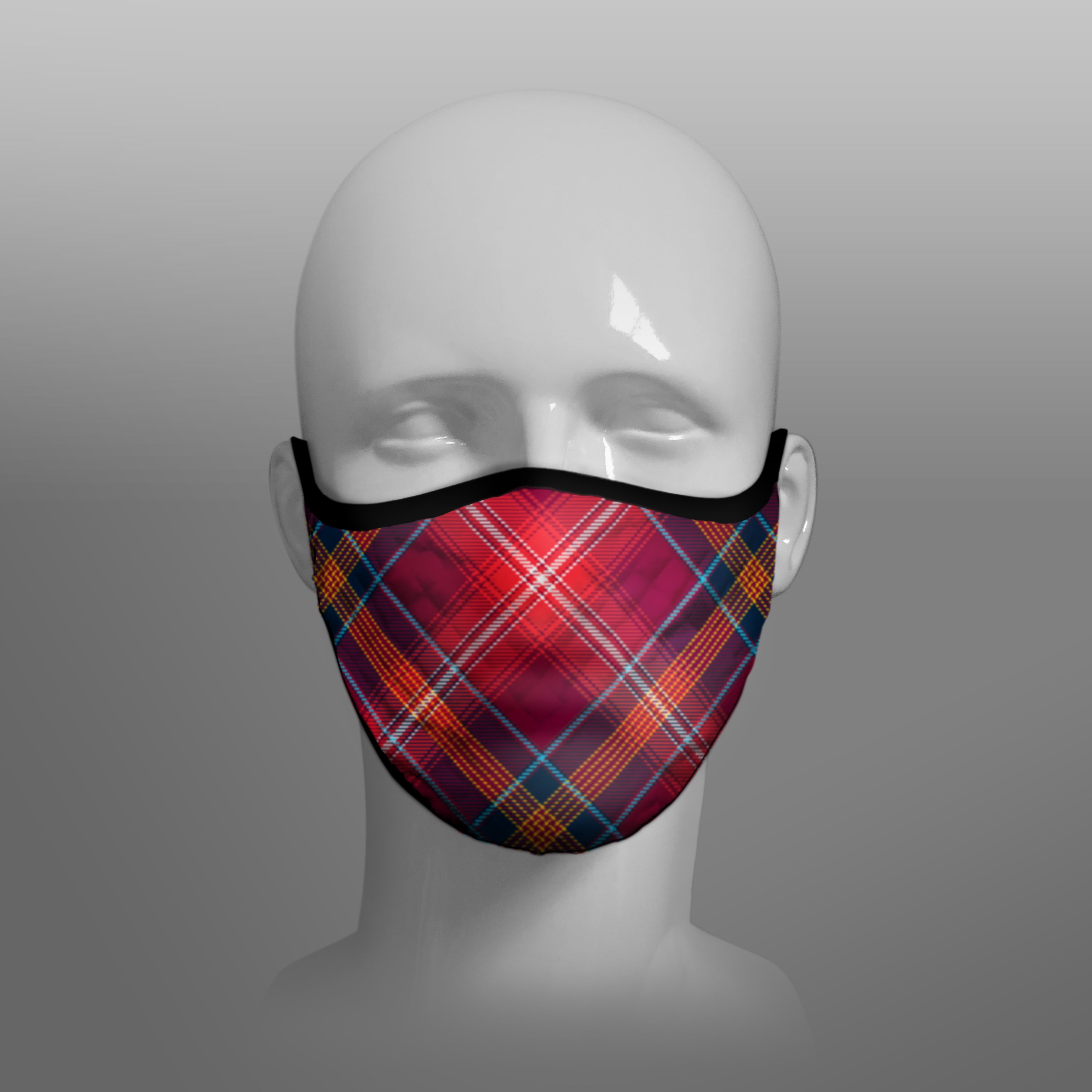 Red Lichtie Tartan custom face mask by Steven Patrick Sim the Tartan Artisan Arbroath Scotland