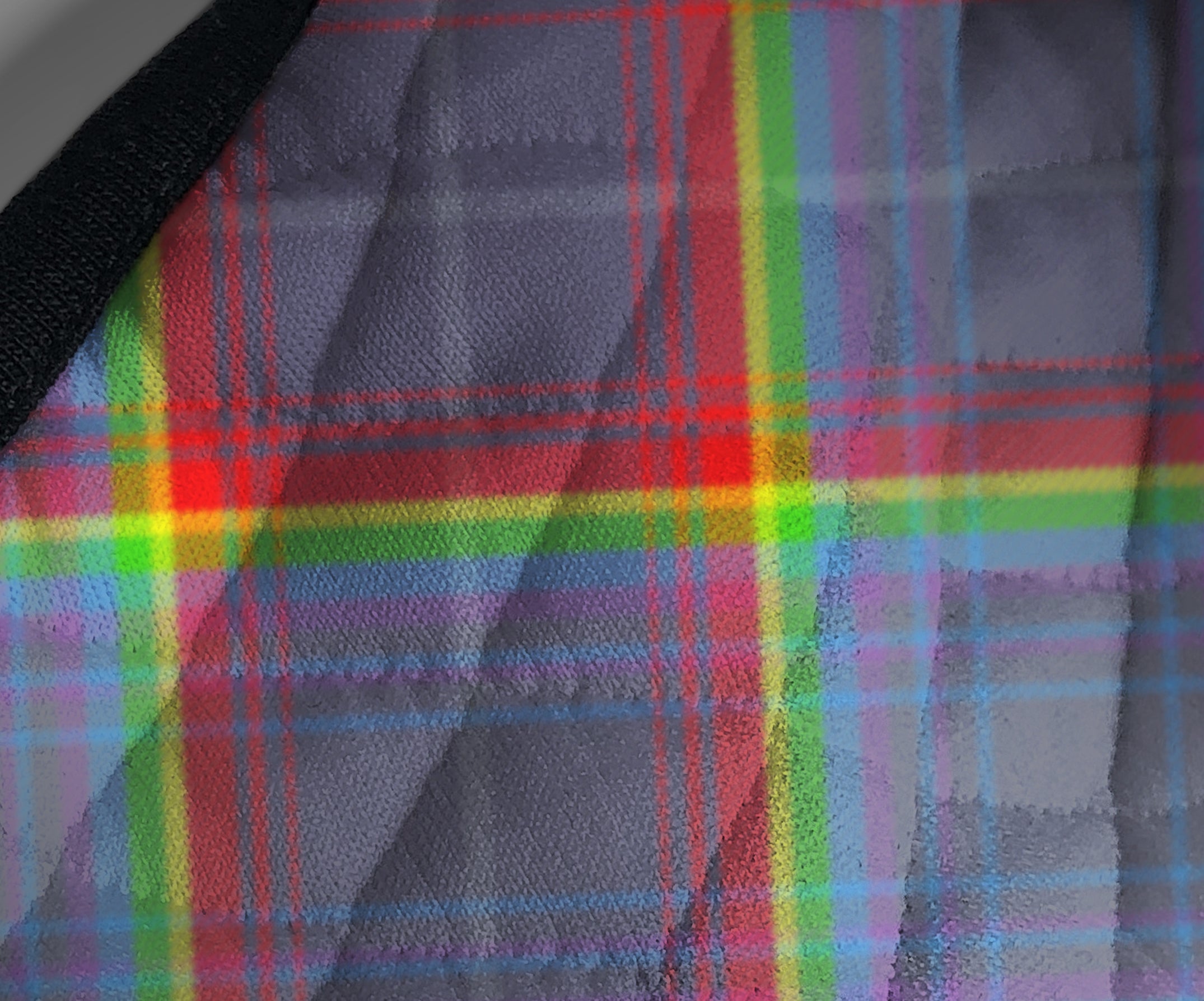 Scotland's Grace NHS Hope rainbow - cover - 19 - pandemic Coronavirus - Nicola Sturgeon - Scottish face mask cloth covering filter - Nicola Sturgeon - by Steven Patrick Sim the Tartan Artisan - Stevie Tartan Guy - fabric
