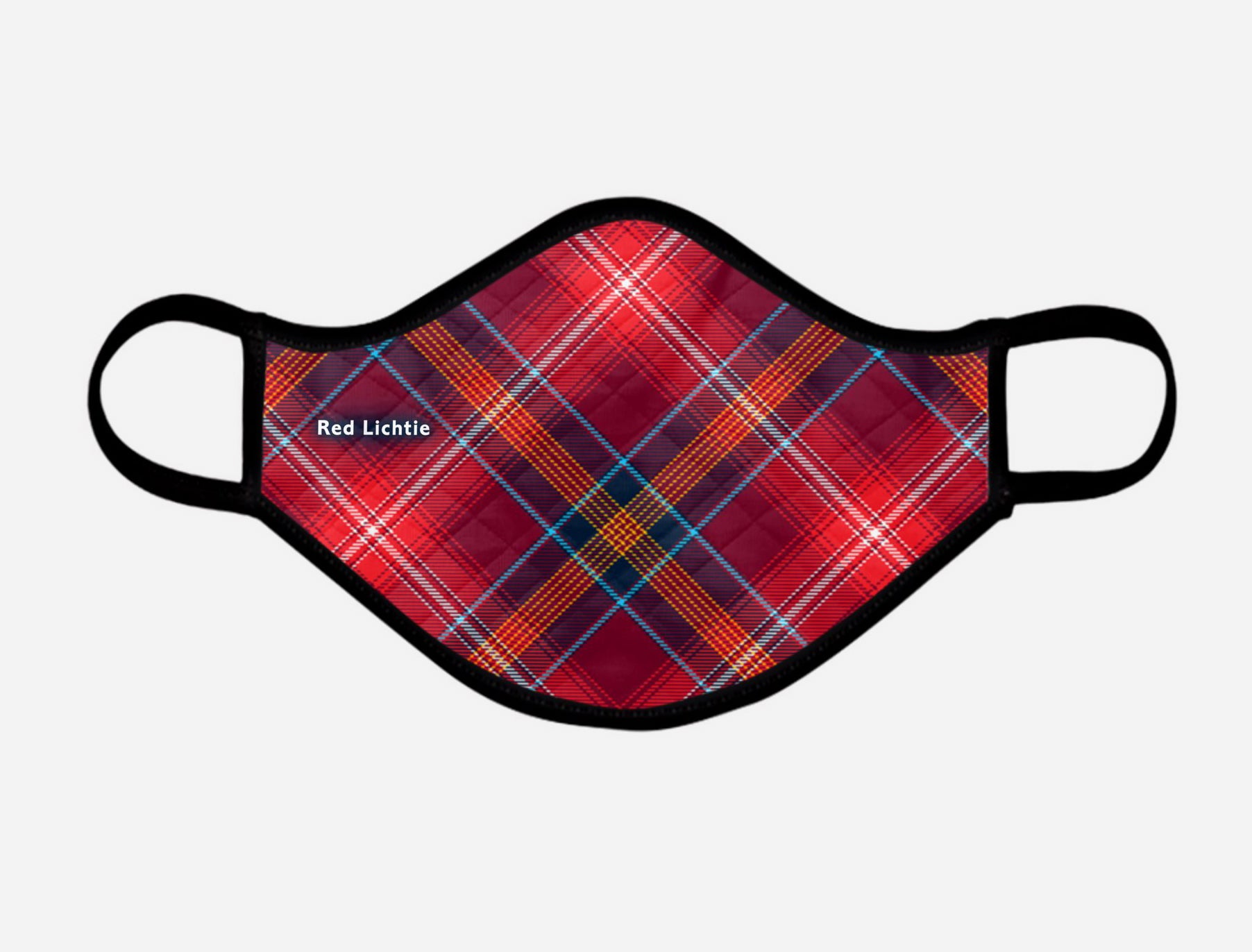 Red Lichtie Tartan Custom Facemask - with badge - Extra Large - by Steven Patrick Sim the Tartan Artisan
