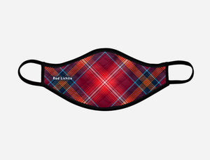 Red Lichtie Tartan Custom Facemask - with badge - Small - by Steven Patrick Sim the Tartan Artisan